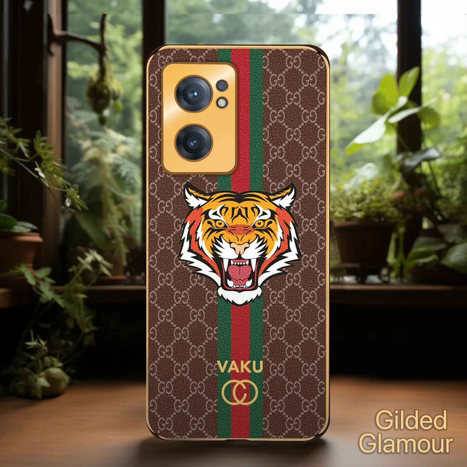 Vaku ® OnePlus Nord CE 2 5G Lynx Designer Leather Pattern Gold Electroplated Soft TPU Back Cover Case - Image 14