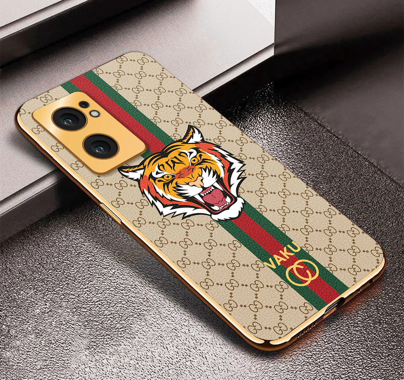 Vaku ® OnePlus Nord CE 2 5G Lynx Designer Leather Pattern Gold Electroplated Soft TPU Back Cover Case - Image 15