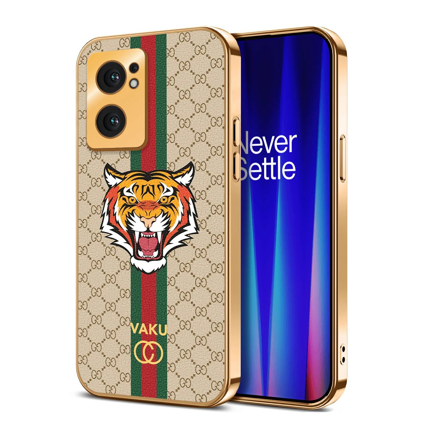 Vaku ® OnePlus Nord CE 2 5G Lynx Designer Leather Pattern Gold Electroplated Soft TPU Back Cover Case - Image 18