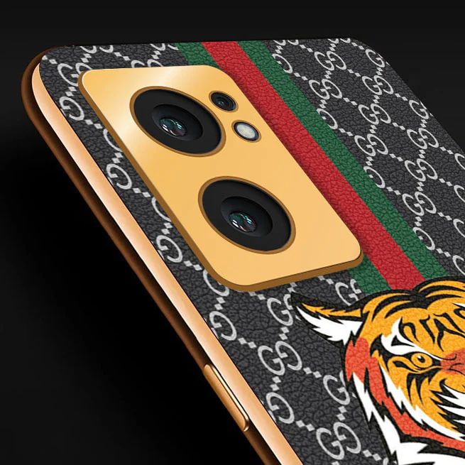Vaku ® OnePlus Nord CE 2 5G Lynx Designer Leather Pattern Gold Electroplated Soft TPU Back Cover Case - Image 2
