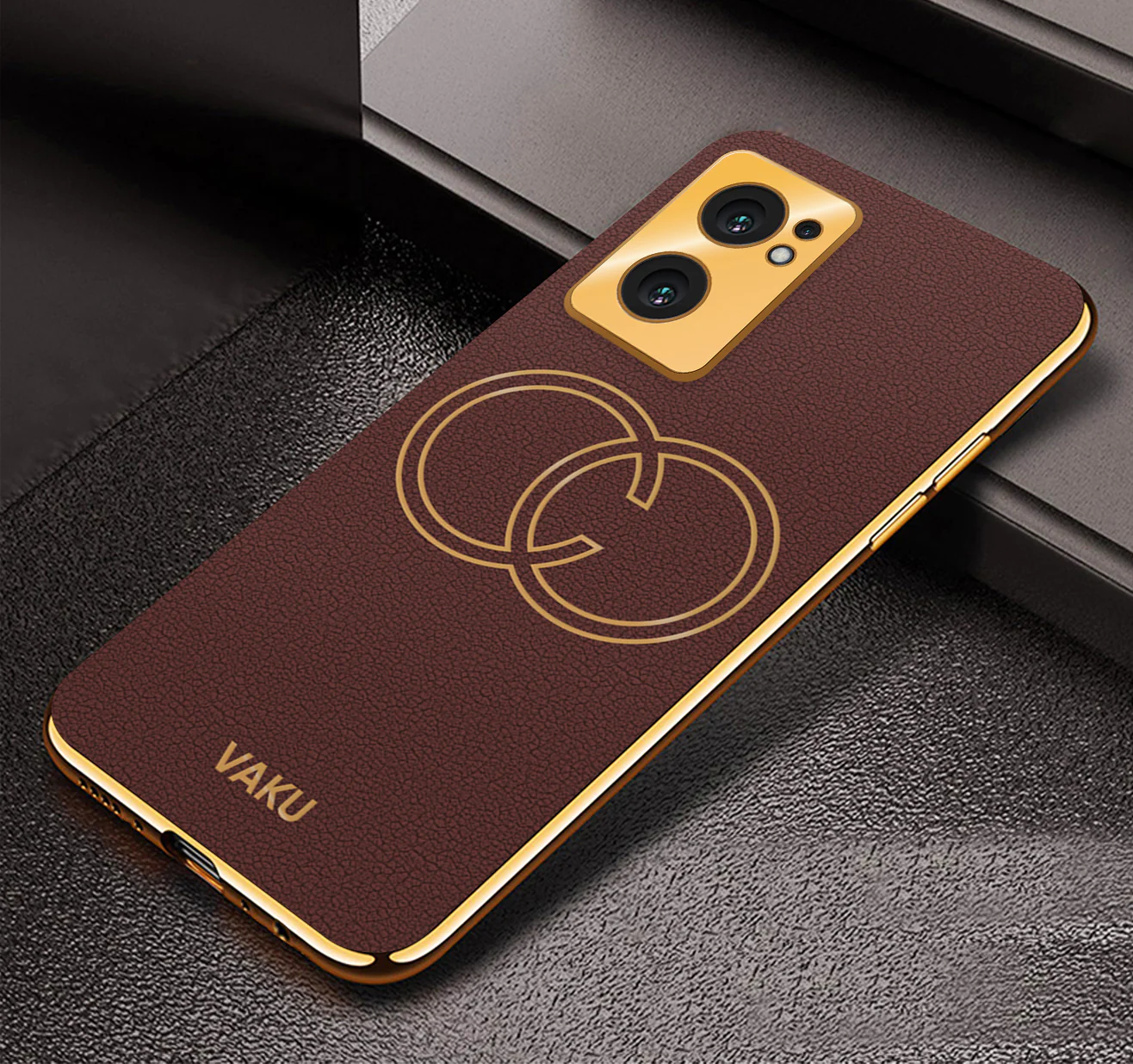 Vaku® OnePlus Nord CE 2 5G Skylar Leather Pattern Gold Electroplated Soft TPU Back Cover - Image 9