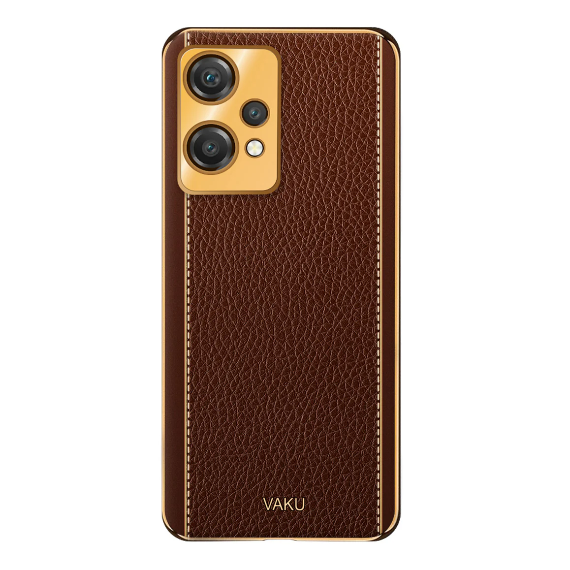 Vaku® Oneplus Nord CE 2 Lite 5G Luxemberg Series Leather Stitched Gold Electroplated Soft TPU Back Cover - Image 12