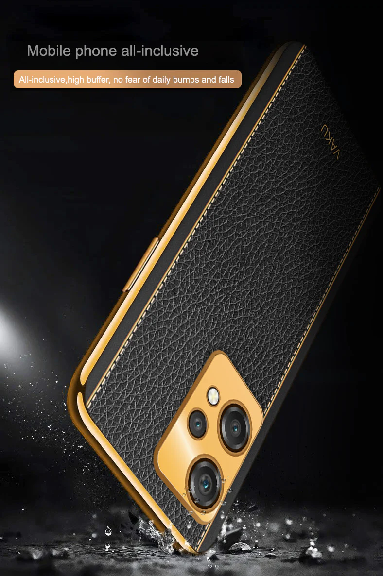 Vaku® Oneplus Nord CE 2 Lite 5G Luxemberg Series Leather Stitched Gold Electroplated Soft TPU Back Cover - Image 16