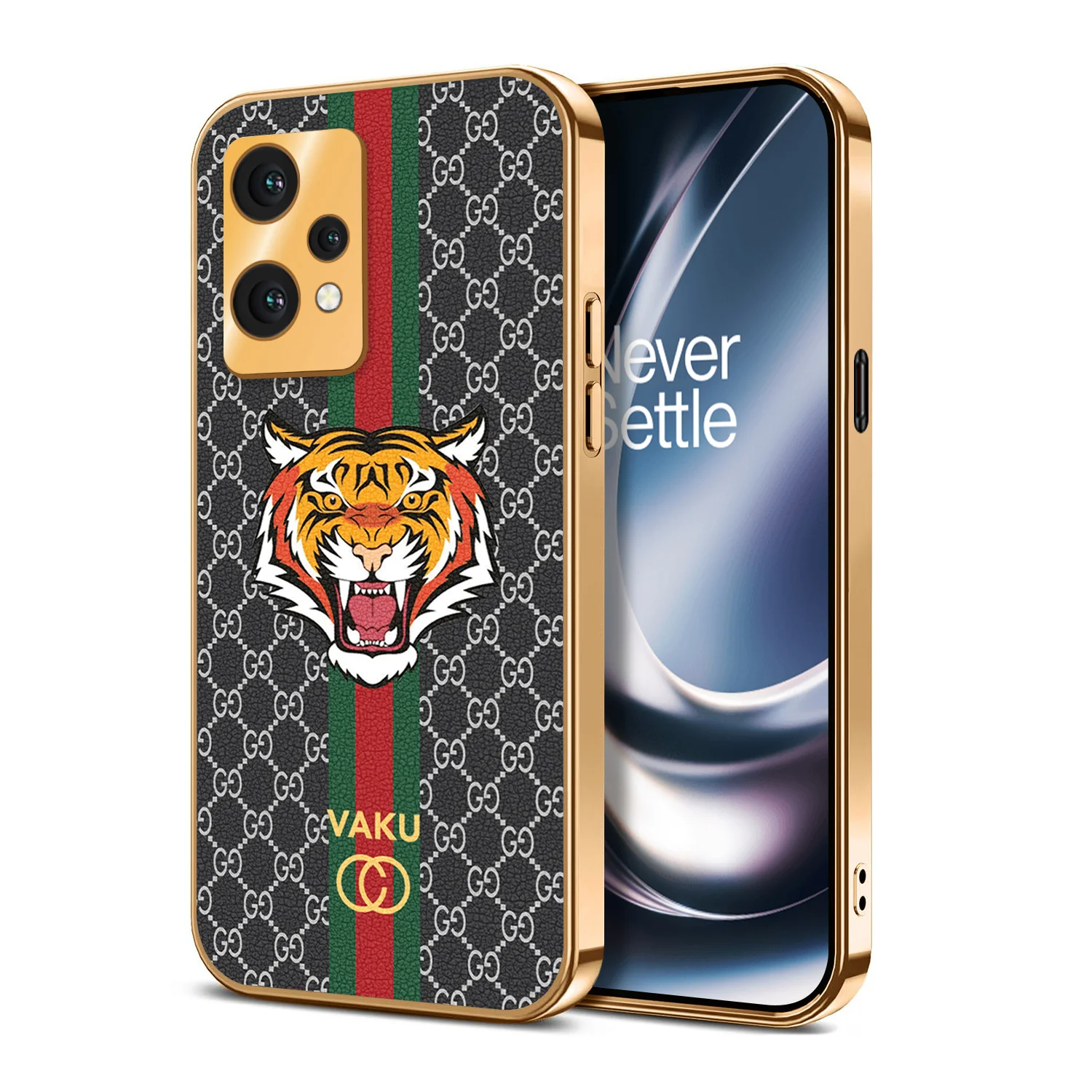 Vaku® OnePlus Nord CE 2 Lite 5G Lynx Designer Leather Pattern Gold Electroplated Soft TPU Back Cover Case - Image 12