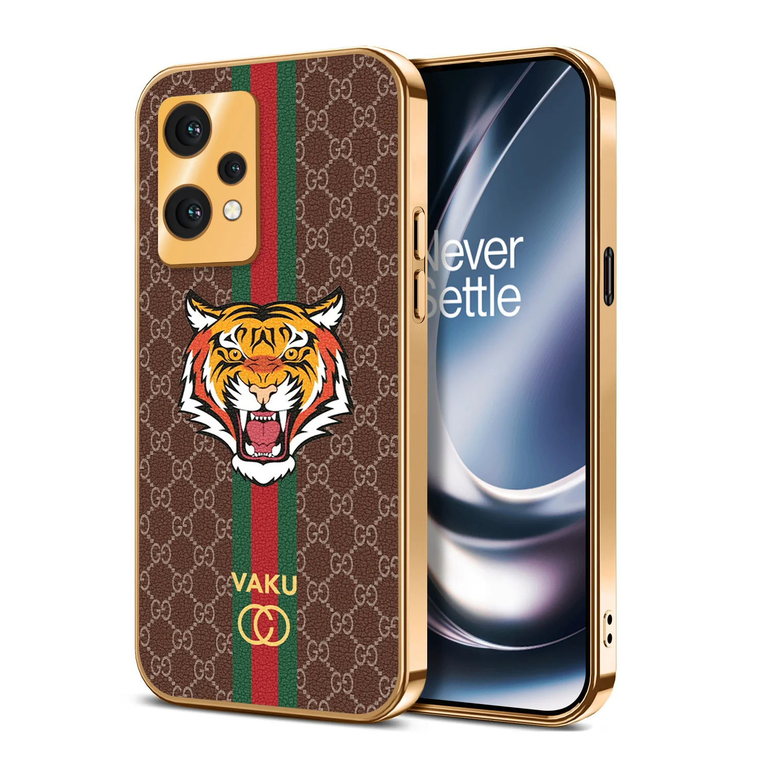Vaku® OnePlus Nord CE 2 Lite 5G Lynx Designer Leather Pattern Gold Electroplated Soft TPU Back Cover Case - Image 14