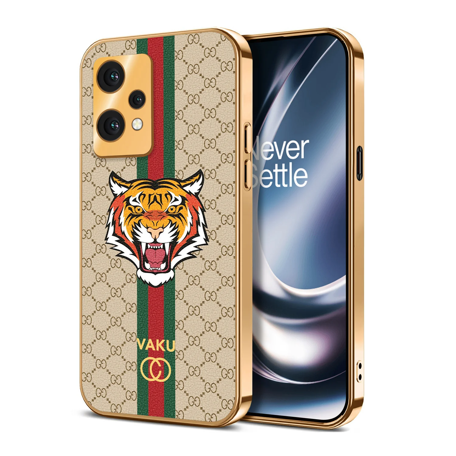 Vaku® OnePlus Nord CE 2 Lite 5G Lynx Designer Leather Pattern Gold Electroplated Soft TPU Back Cover Case - Image 18