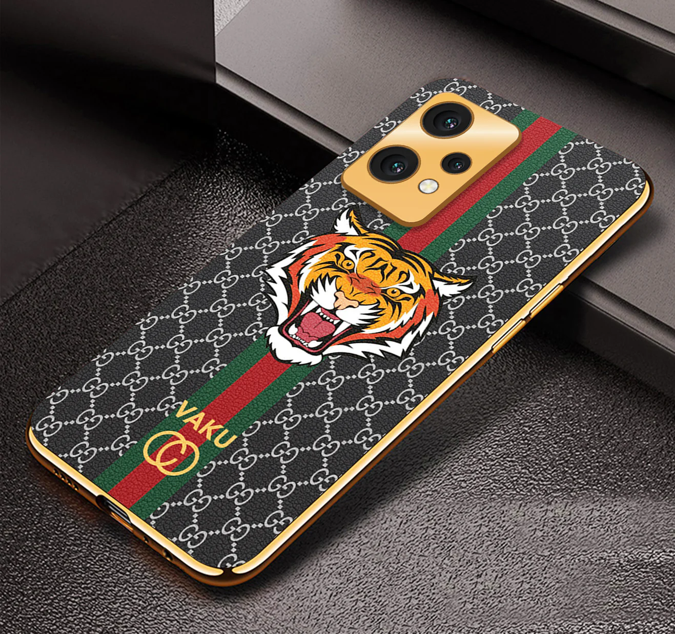 Vaku® OnePlus Nord CE 2 Lite 5G Lynx Designer Leather Pattern Gold Electroplated Soft TPU Back Cover Case - Image 2