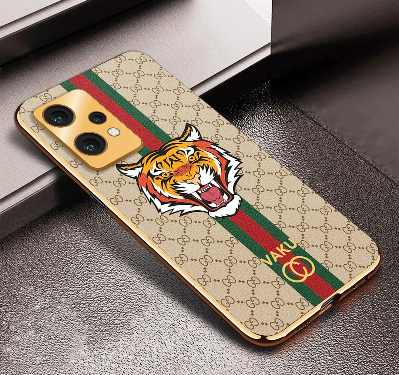 Vaku® OnePlus Nord CE 2 Lite 5G Lynx Designer Leather Pattern Gold Electroplated Soft TPU Back Cover Case - Image 6
