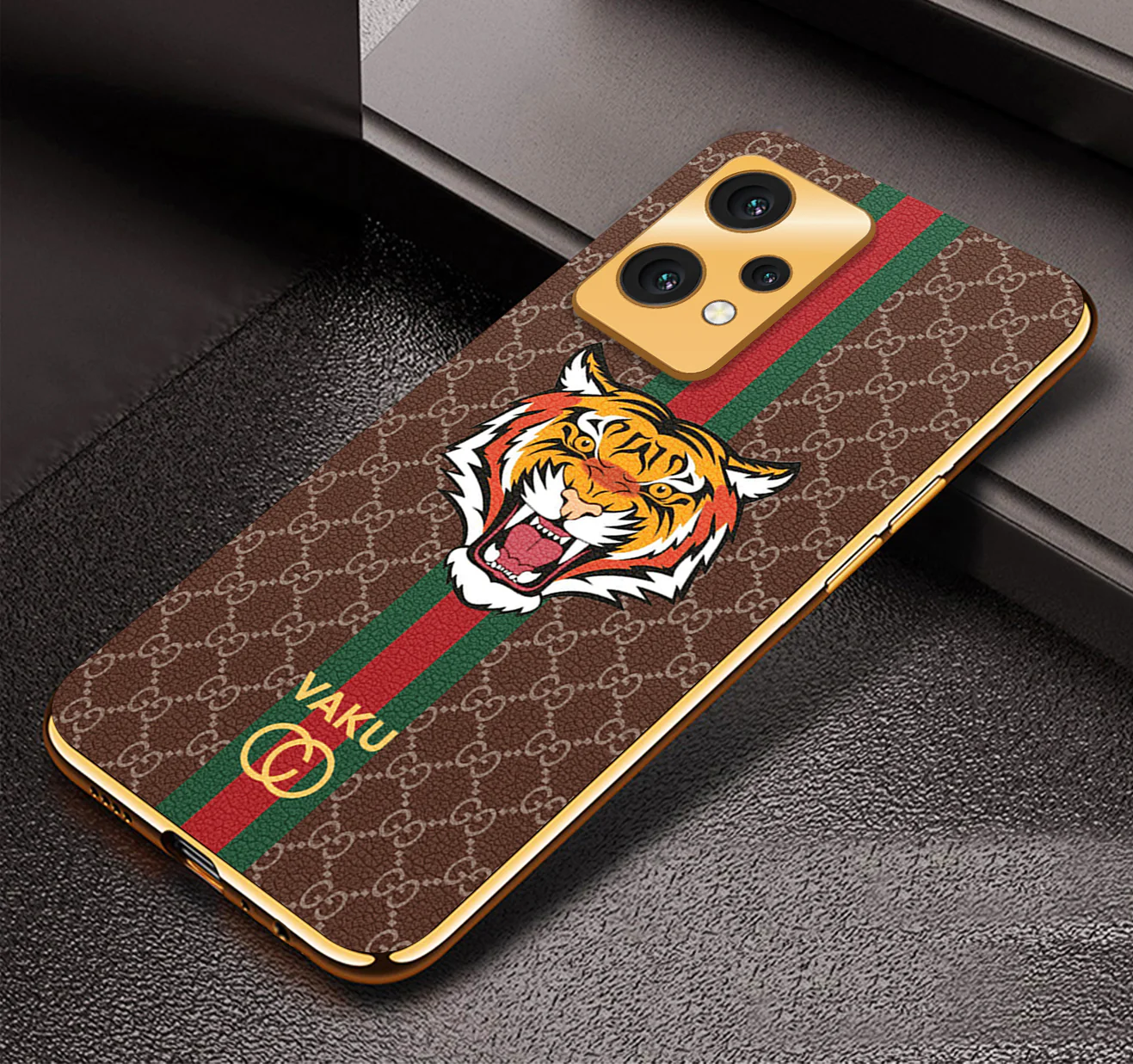 Vaku® OnePlus Nord CE 2 Lite 5G Lynx Designer Leather Pattern Gold Electroplated Soft TPU Back Cover Case - Image 7