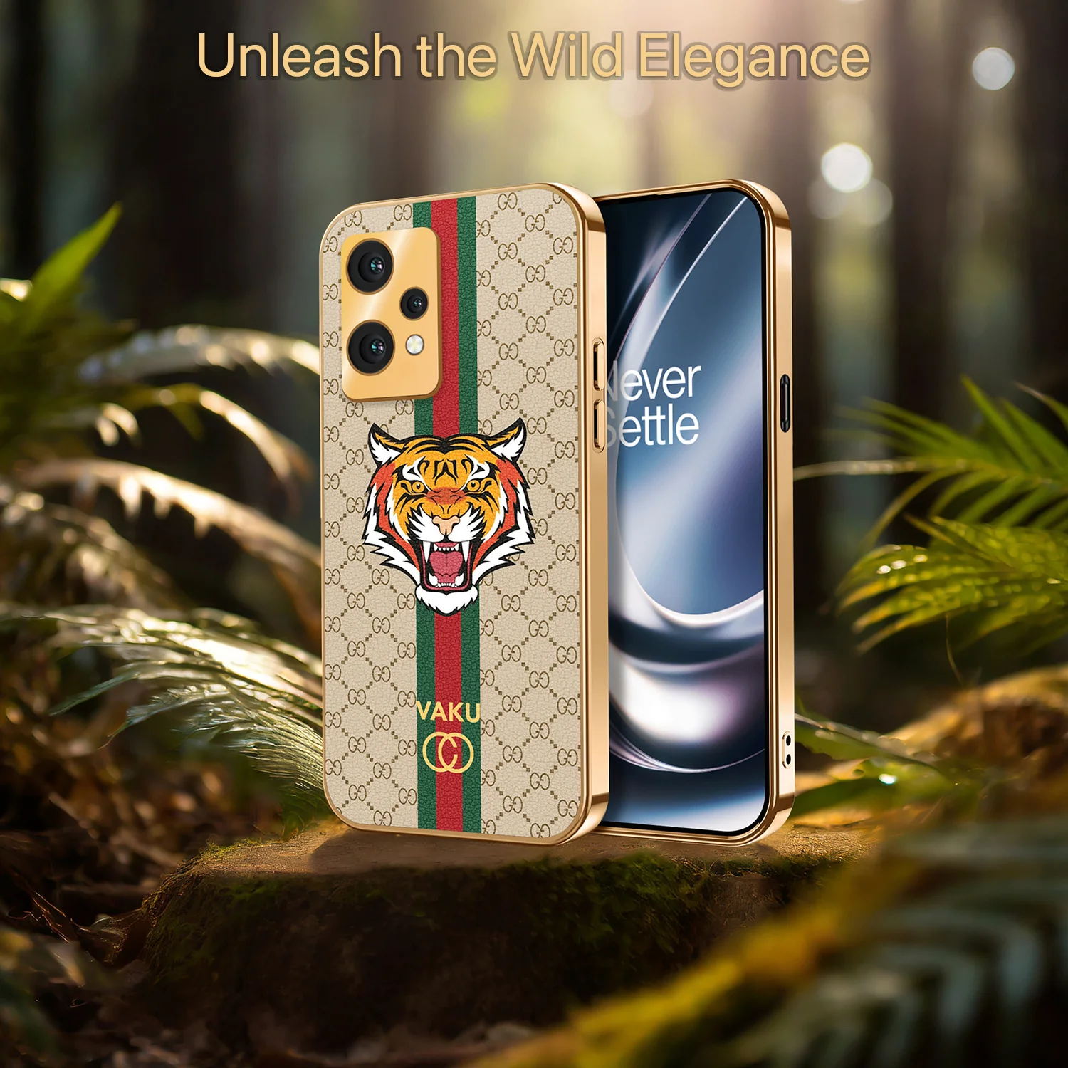 Vaku® OnePlus Nord CE 2 Lite 5G Lynx Designer Leather Pattern Gold Electroplated Soft TPU Back Cover Case - Image 8