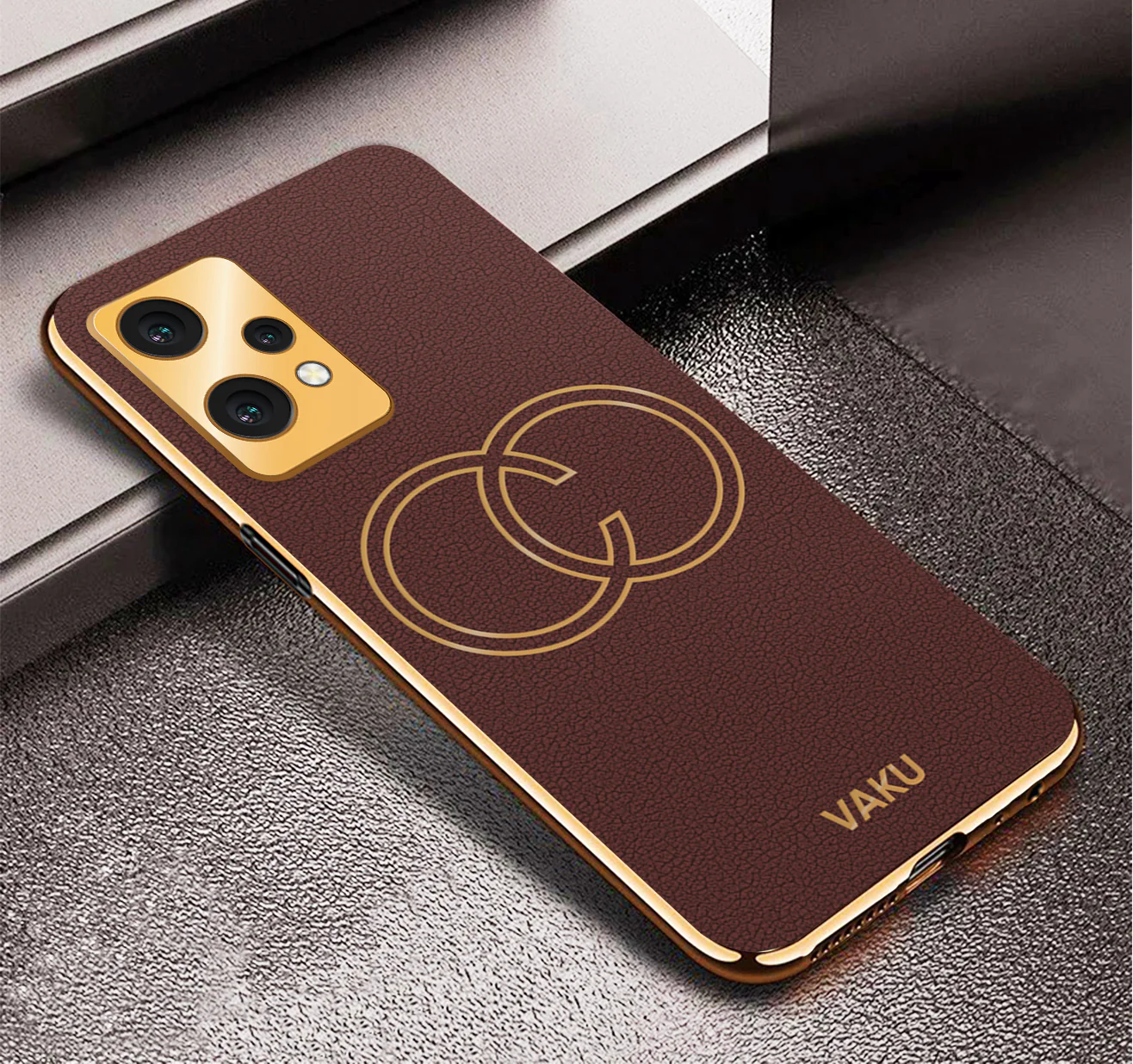 Vaku® OnePlus Nord CE 2 Lite 5G Skylar Leather Pattern Gold Electroplated Soft TPU Back Cover - Image 14