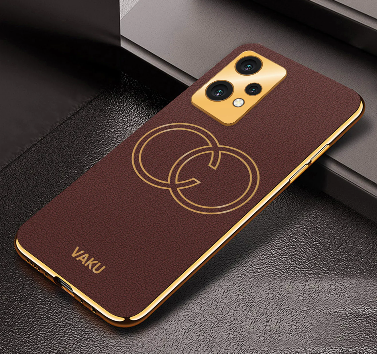 Vaku® OnePlus Nord CE 2 Lite 5G Skylar Leather Pattern Gold Electroplated Soft TPU Back Cover - Image 4