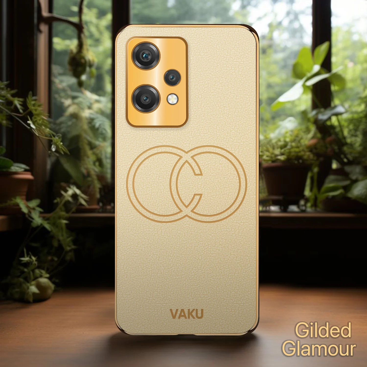 Vaku® OnePlus Nord CE 2 Lite 5G Skylar Leather Pattern Gold Electroplated Soft TPU Back Cover - Image 6