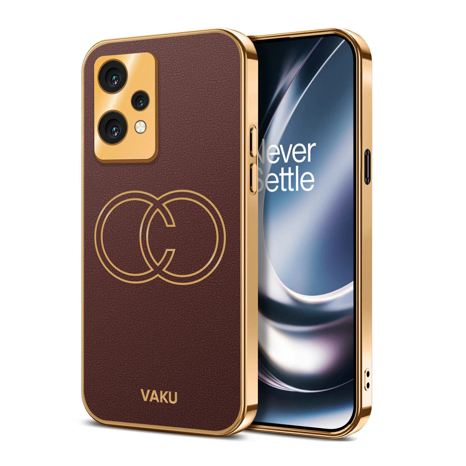 Vaku® OnePlus Nord CE 2 Lite 5G Skylar Leather Pattern Gold Electroplated Soft TPU Back Cover - Image 9