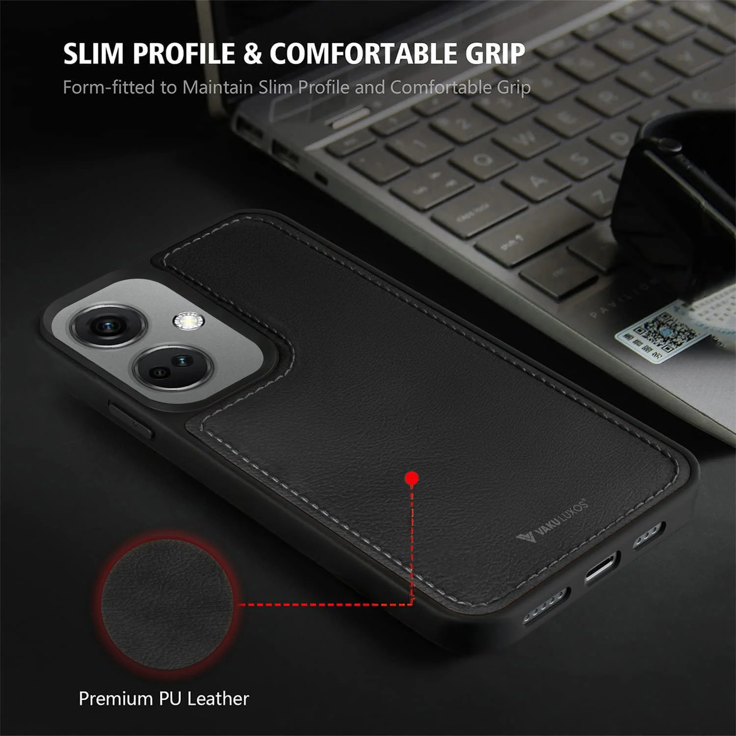 Vaku ® OnePlus Nord CE 3 5G Luxe Premium Leather Stitched Protective Back Cover - Image 12