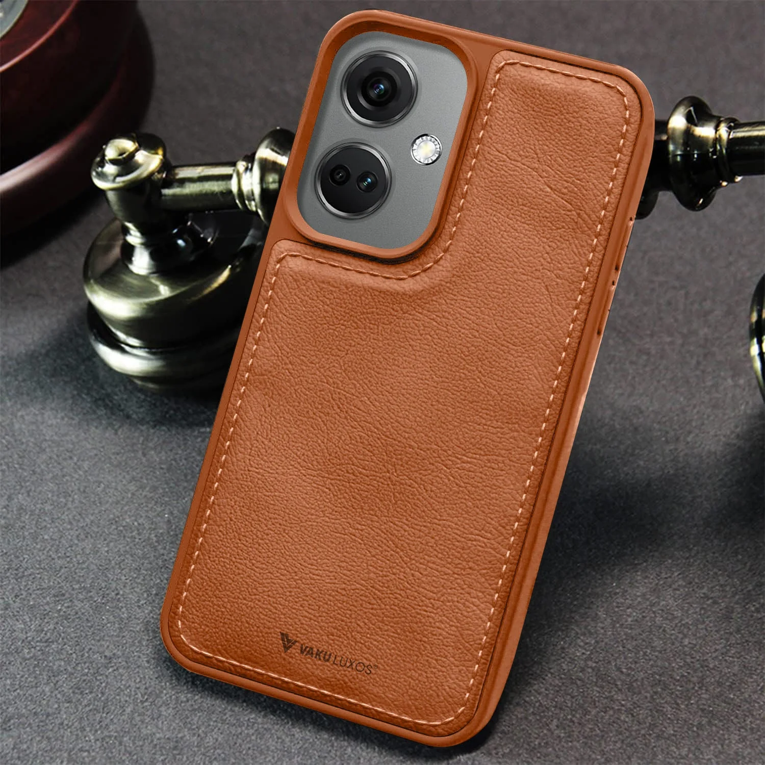 Vaku ® OnePlus Nord CE 3 5G Luxe Premium Leather Stitched Protective Back Cover - Image 3