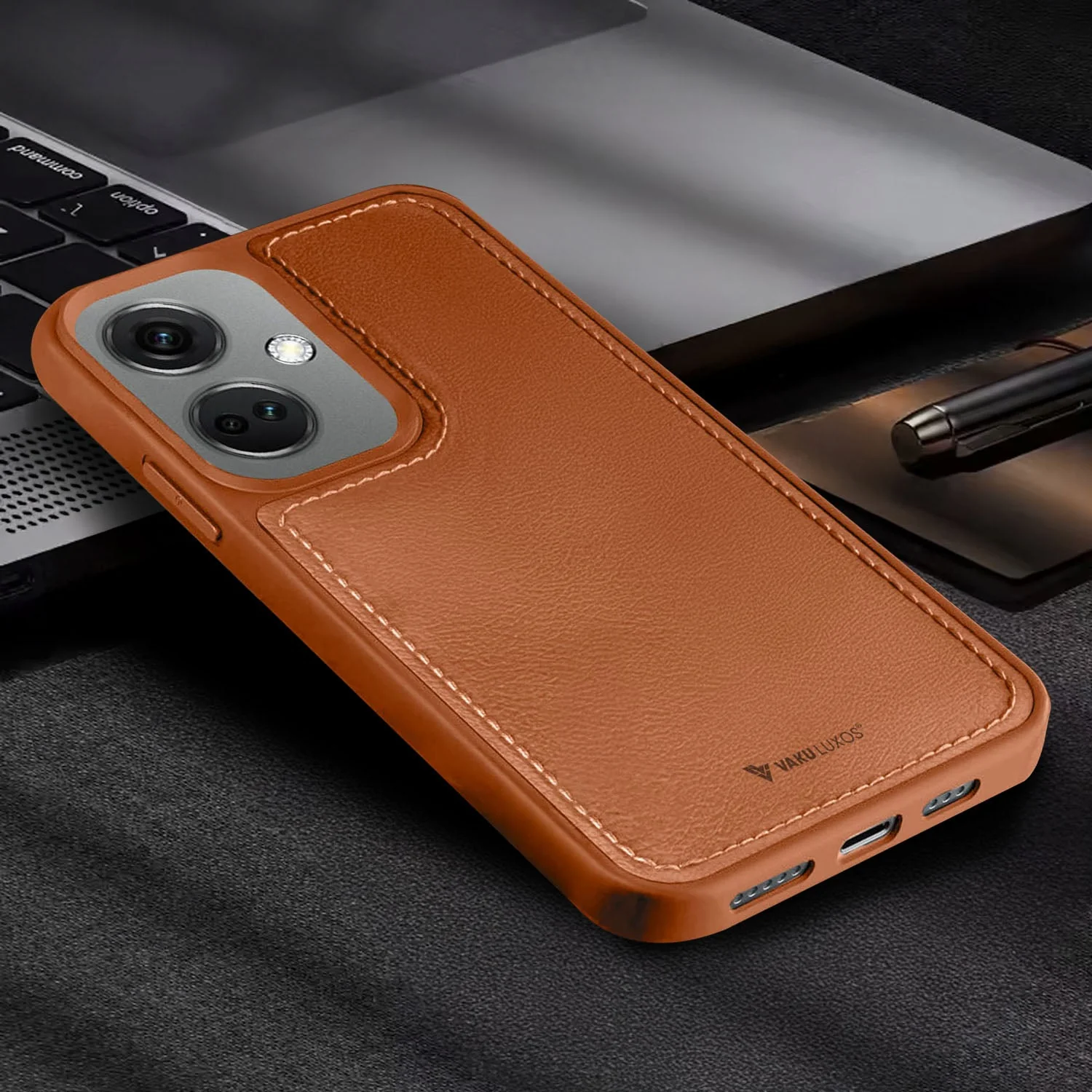 Vaku ® OnePlus Nord CE 3 5G Luxe Premium Leather Stitched Protective Back Cover - Image 6