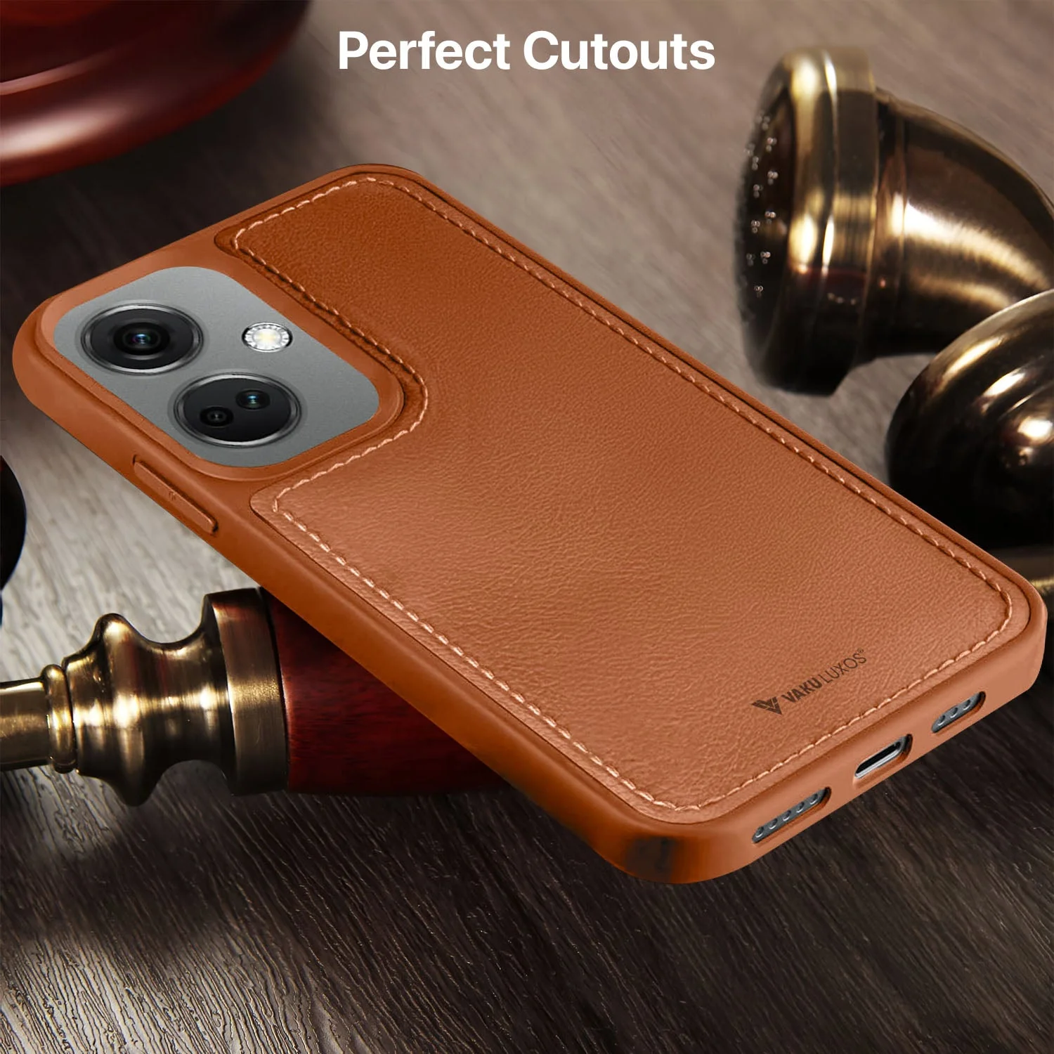 Vaku ® OnePlus Nord CE 3 5G Luxe Premium Leather Stitched Protective Back Cover - Image 7