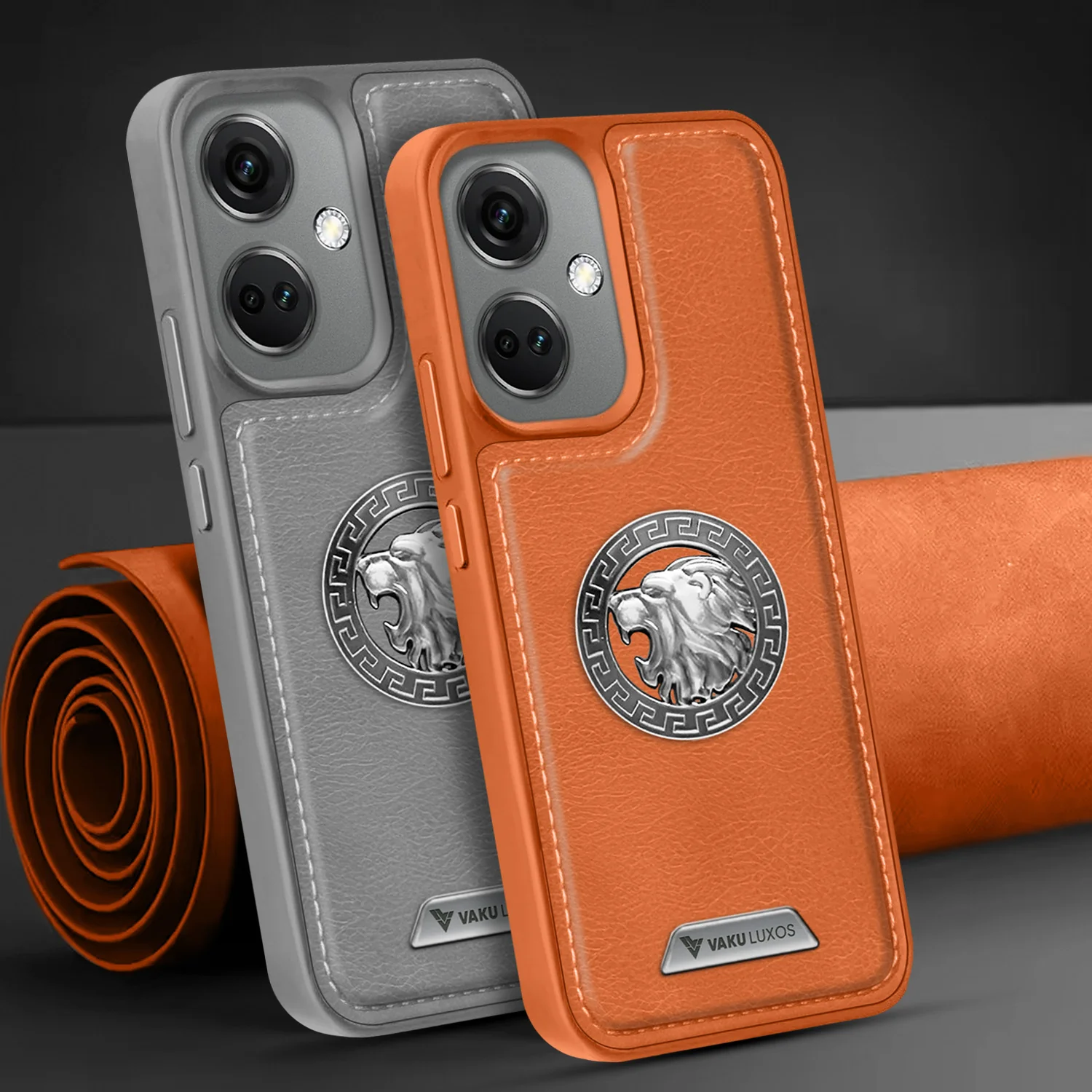 Vaku ® OnePlus Nord CE 3 5G Regal Shield Metal Lion Engraved Leather Back Cover - Image 11