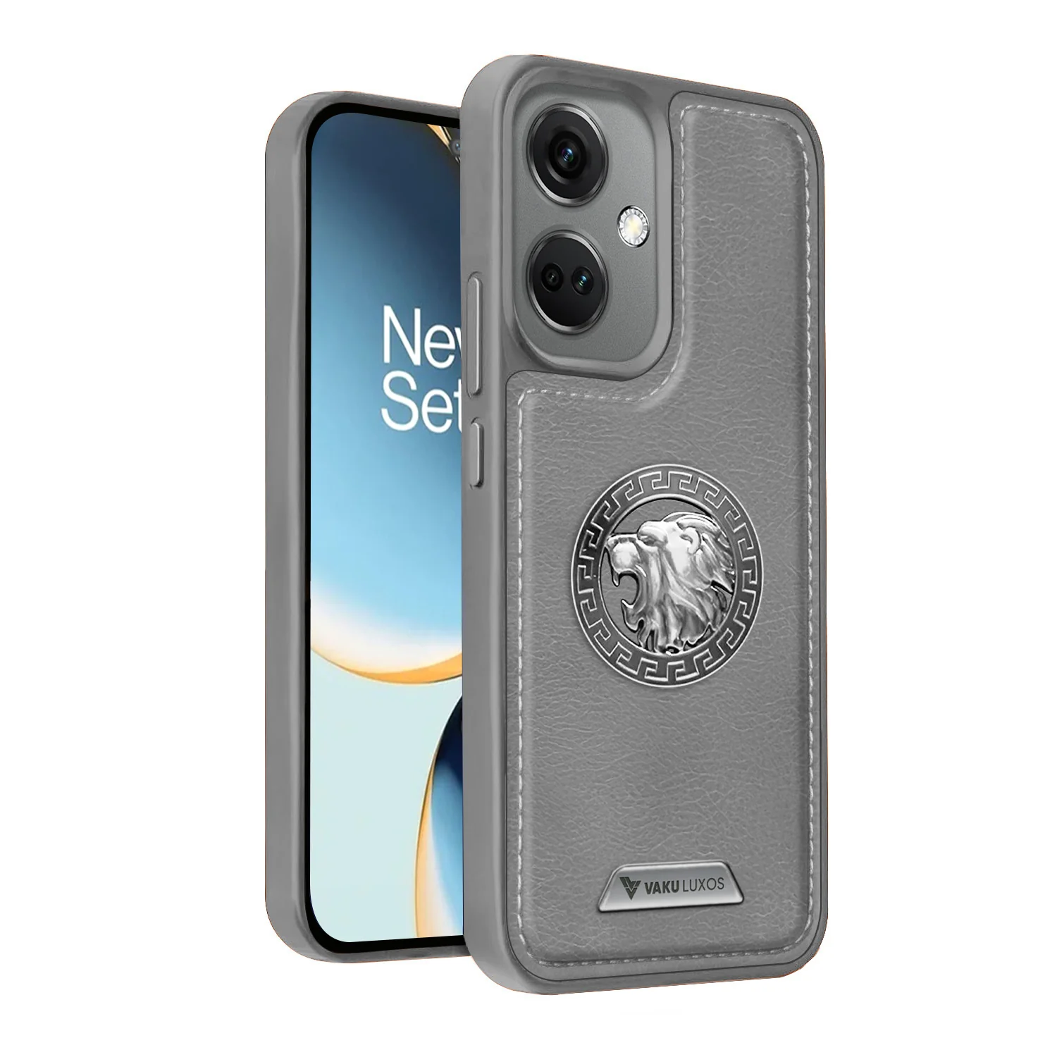 Vaku ® OnePlus Nord CE 3 5G Regal Shield Metal Lion Engraved Leather Back Cover - Image 3