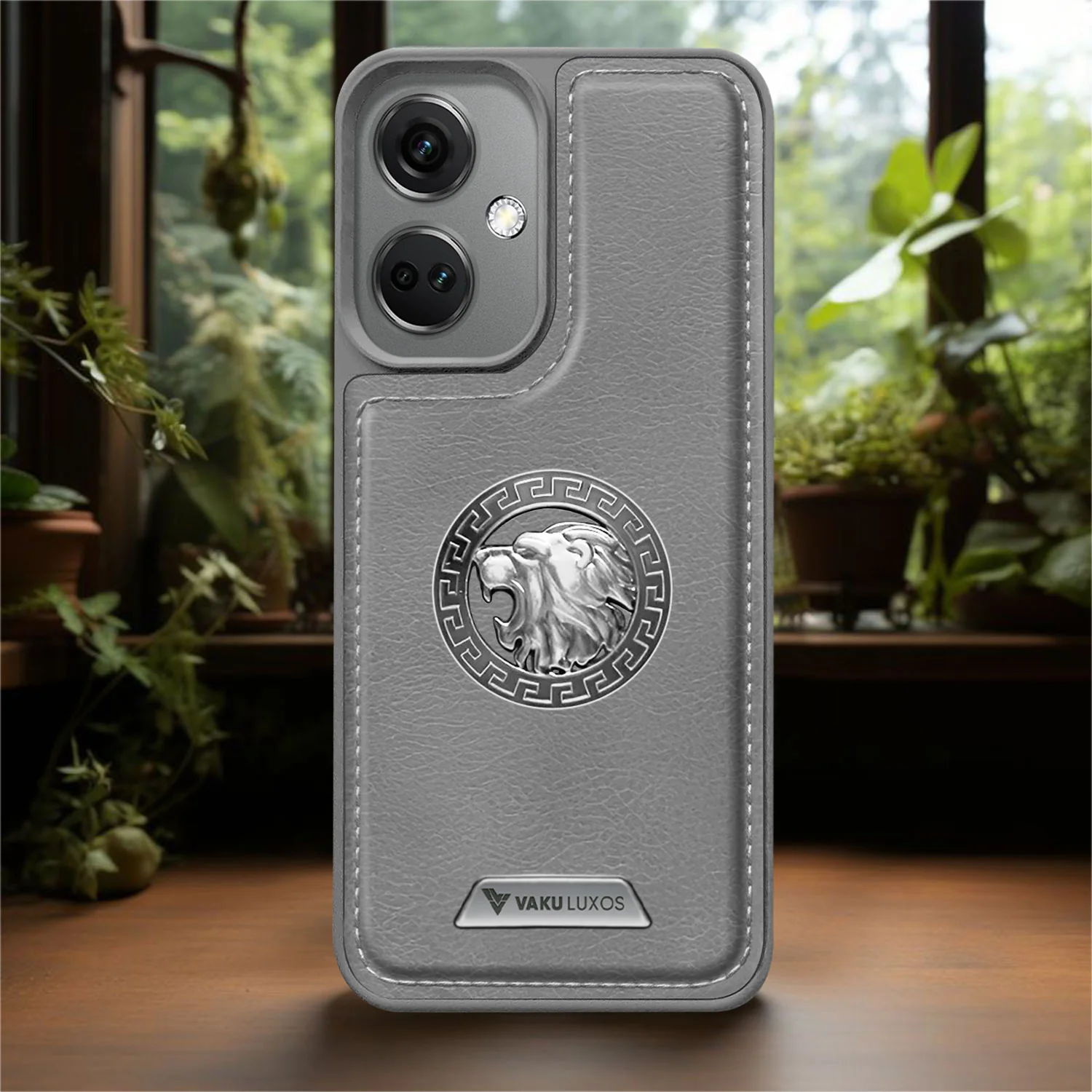 Vaku ® OnePlus Nord CE 3 5G Regal Shield Metal Lion Engraved Leather Back Cover - Image 8