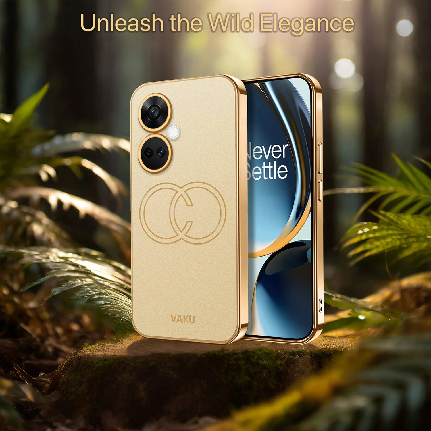 Vaku® OnePlus Nord CE 3 5G Skylar Leather Pattern Gold Electroplated Soft TPU Back Cover - Image 12