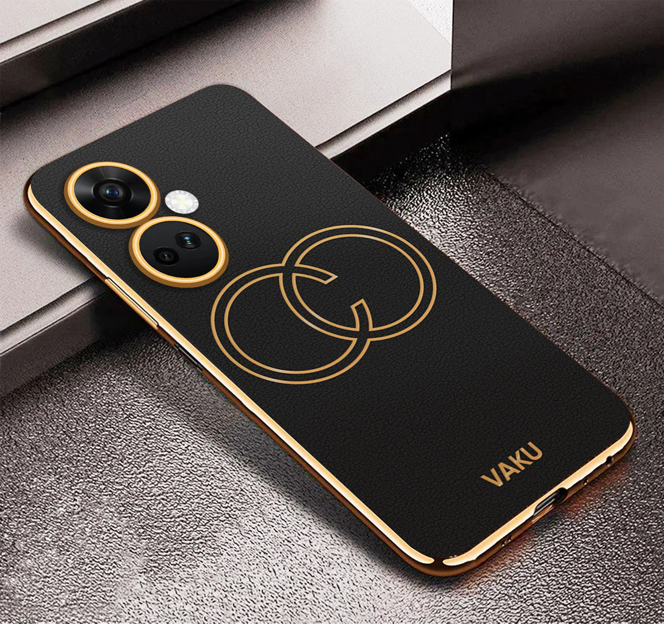 Vaku® OnePlus Nord CE 3 5G Skylar Leather Pattern Gold Electroplated Soft TPU Back Cover - Image 3