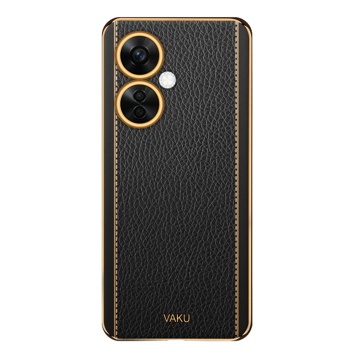 Vaku® OnePlus Nord CE 3 Lite 5G Luxemberg Series Leather Stitched Gold Electroplated Soft TPU Back Cover - Image 9
