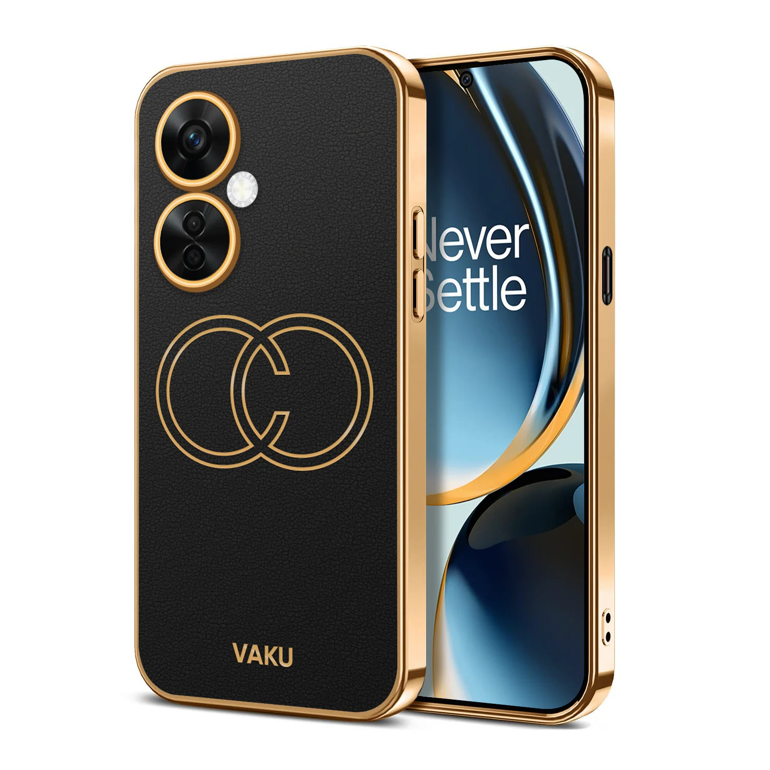 Vaku ® OnePlus Nord Ce 3 Lite 5G Skylar Series Leather Stitched Gold Electroplated Soft TPU Back Cover - Image 11