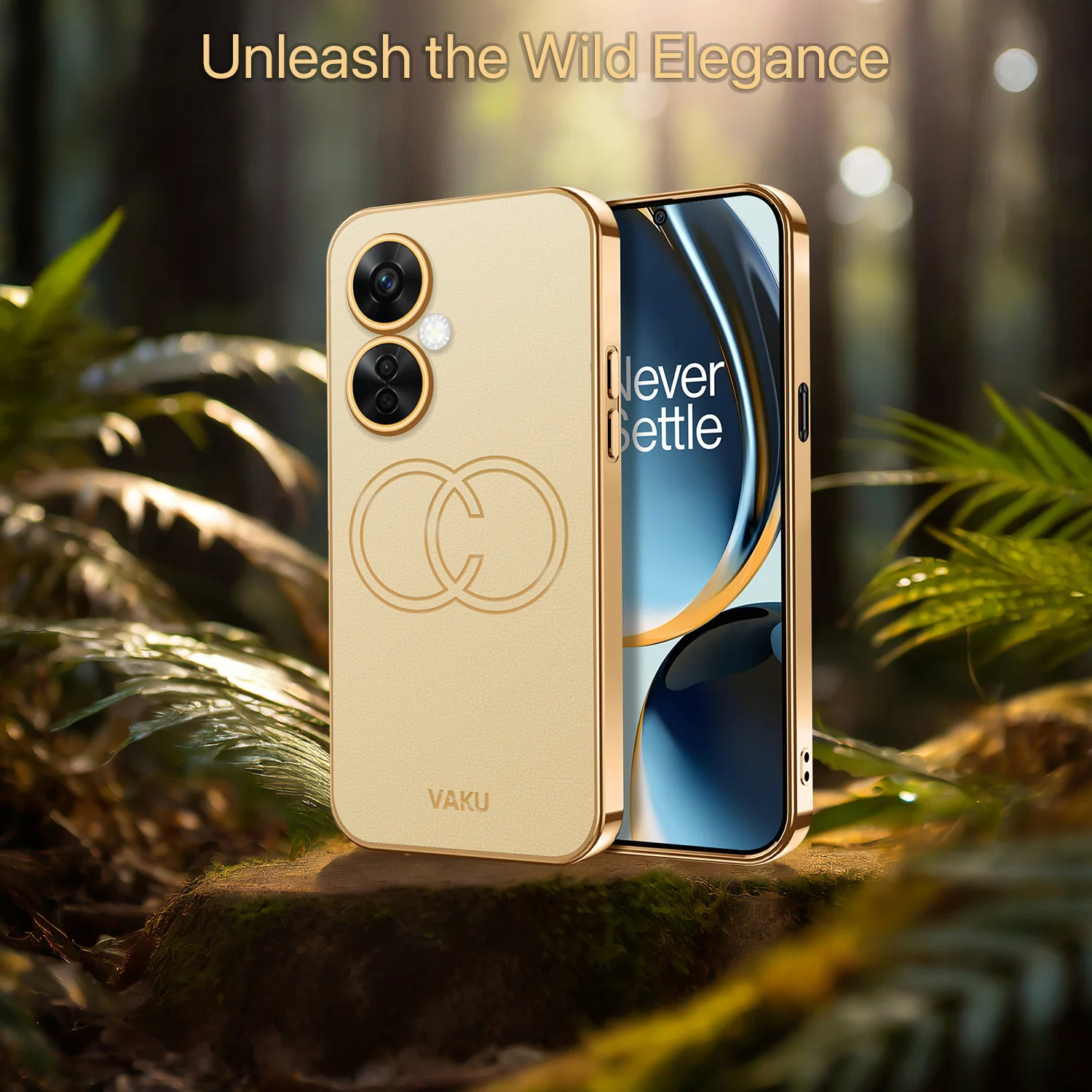 Vaku ® OnePlus Nord Ce 3 Lite 5G Skylar Series Leather Stitched Gold Electroplated Soft TPU Back Cover - Image 17