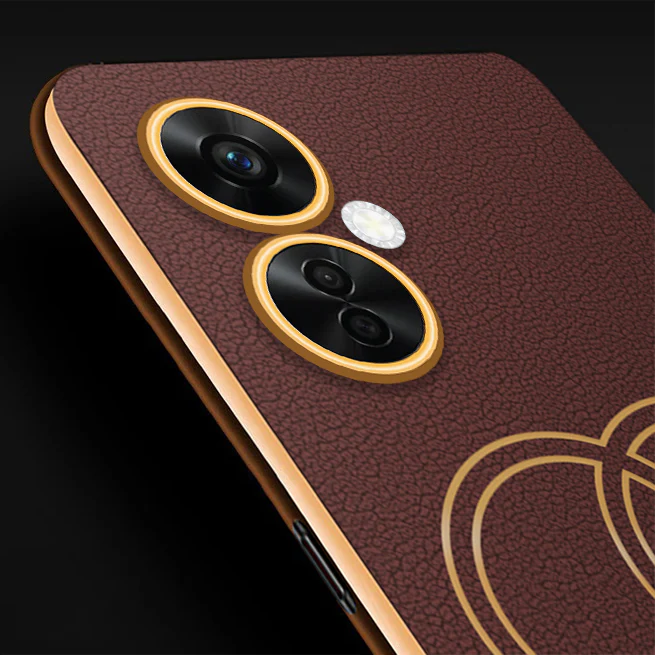 Vaku ® OnePlus Nord Ce 3 Lite 5G Skylar Series Leather Stitched Gold Electroplated Soft TPU Back Cover - Image 2