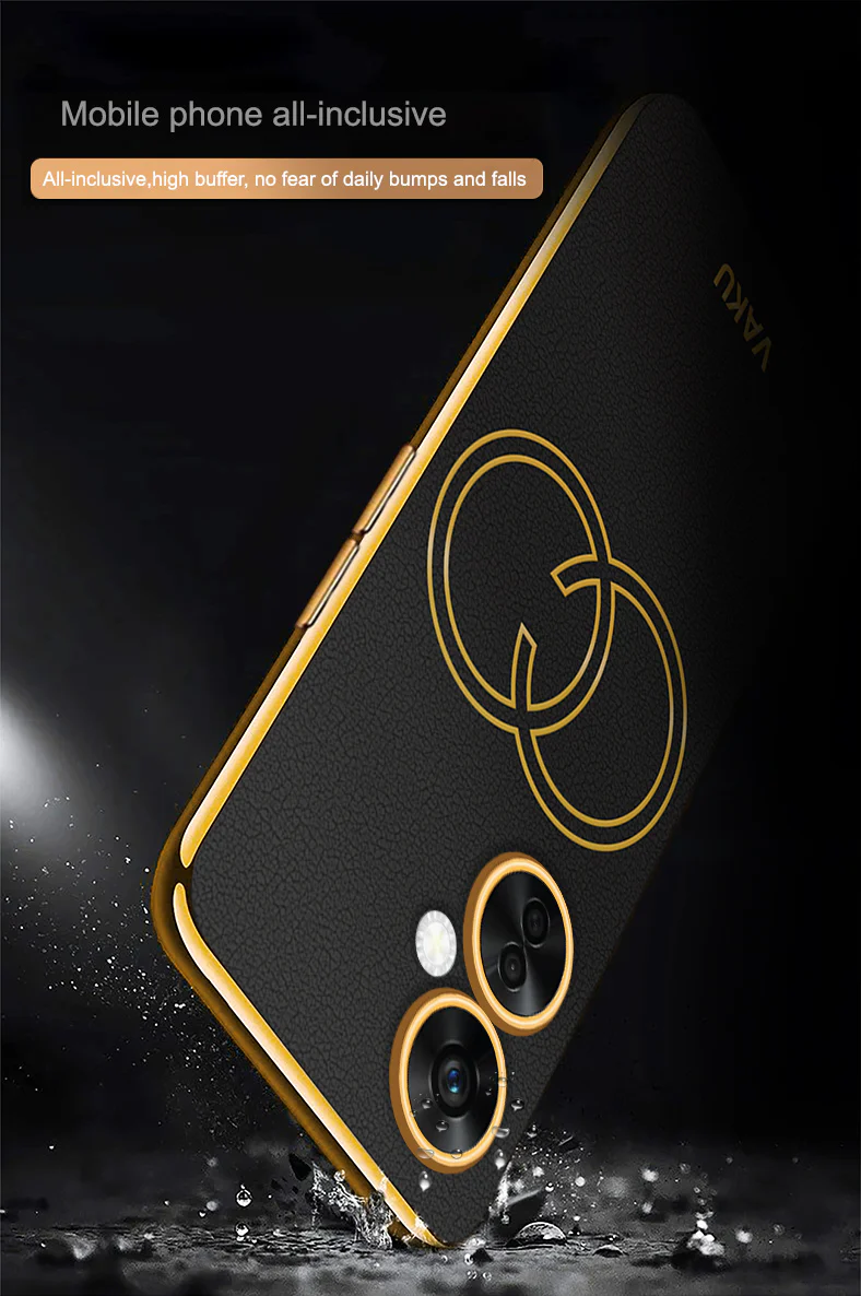 Vaku ® OnePlus Nord Ce 3 Lite 5G Skylar Series Leather Stitched Gold Electroplated Soft TPU Back Cover - Image 6