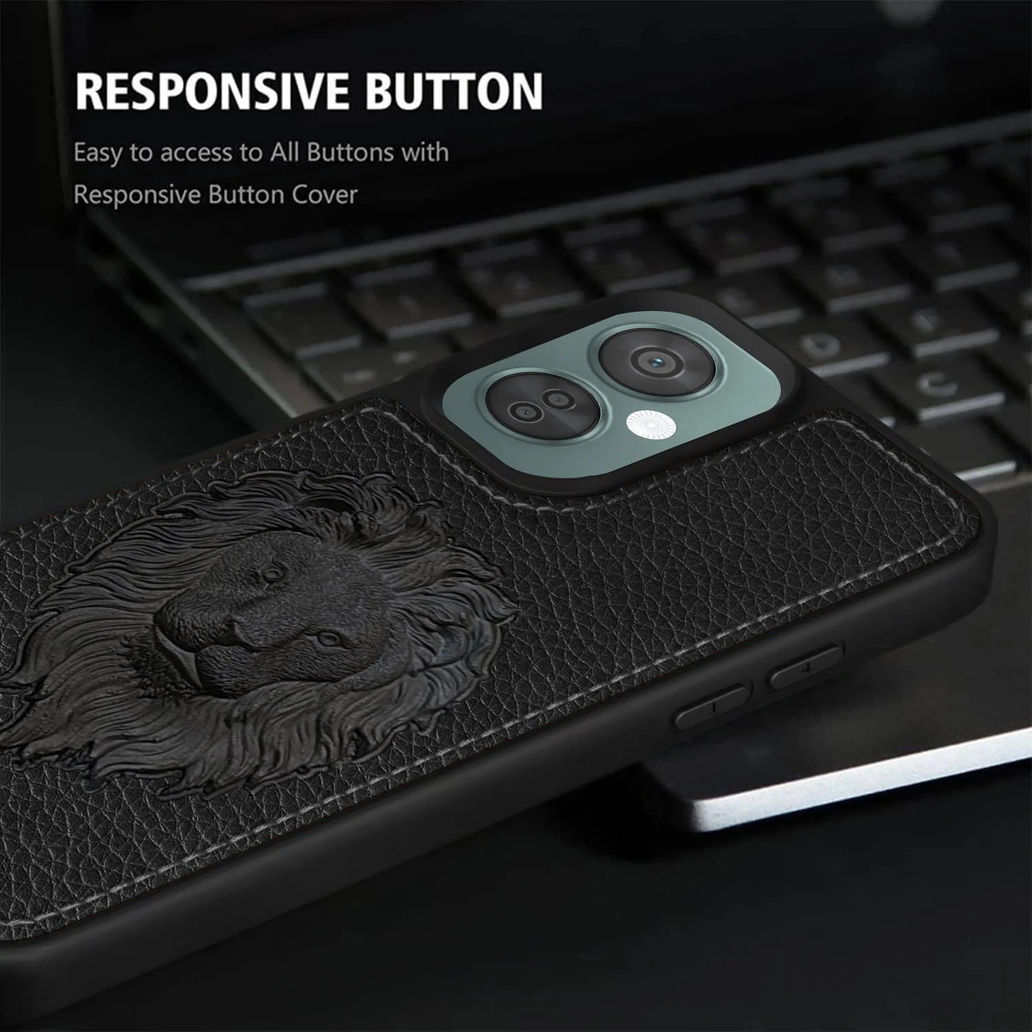 Vaku ® OnePlus Nord CE 3 Lite Lion Embossed Luxury Designer Leather Back Cover - Image 4