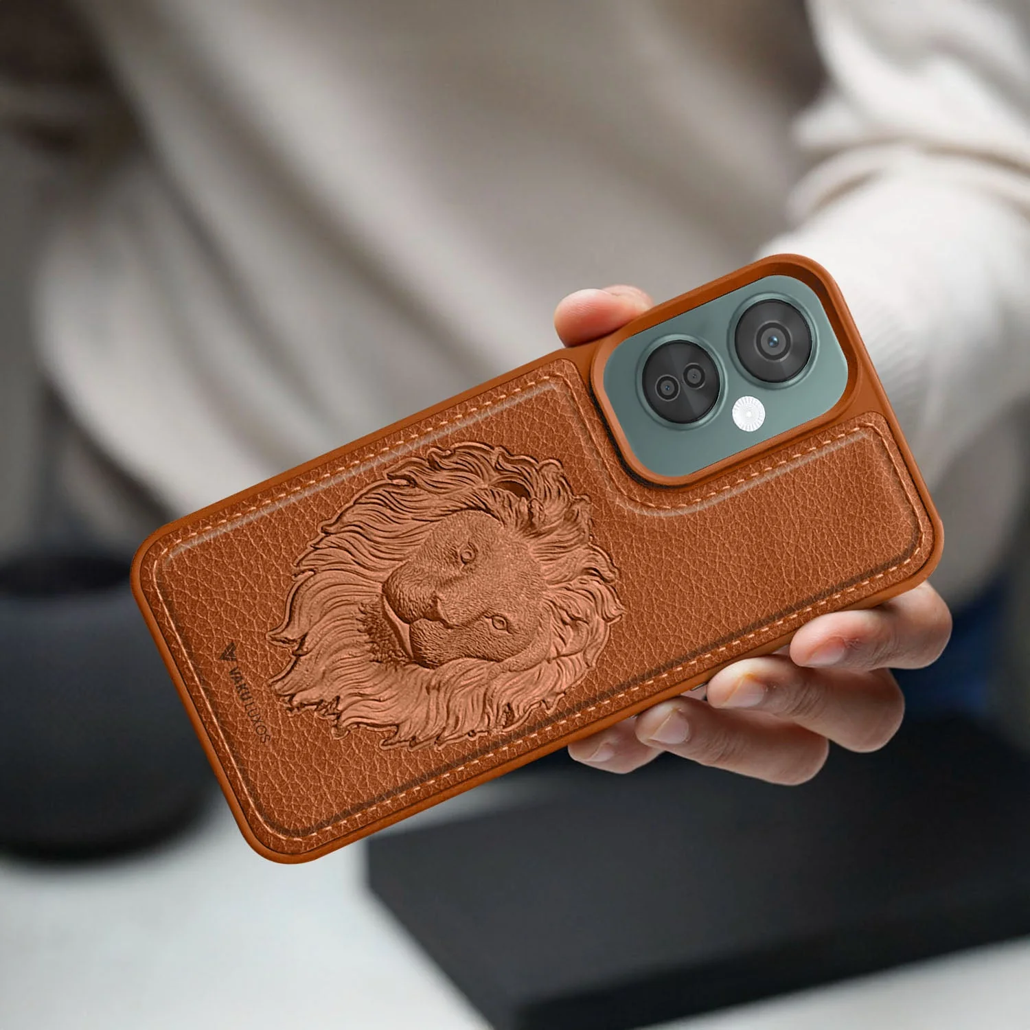 Vaku ® OnePlus Nord CE 3 Lite Lion Embossed Luxury Designer Leather Back Cover - Image 5