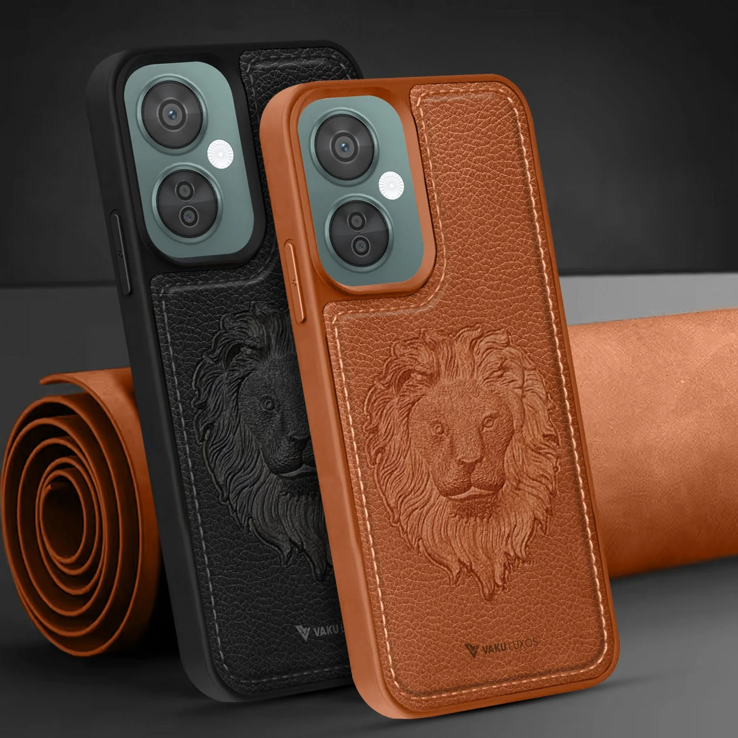 Vaku ® OnePlus Nord CE 3 Lite Lion Embossed Luxury Designer Leather Back Cover - Image 6