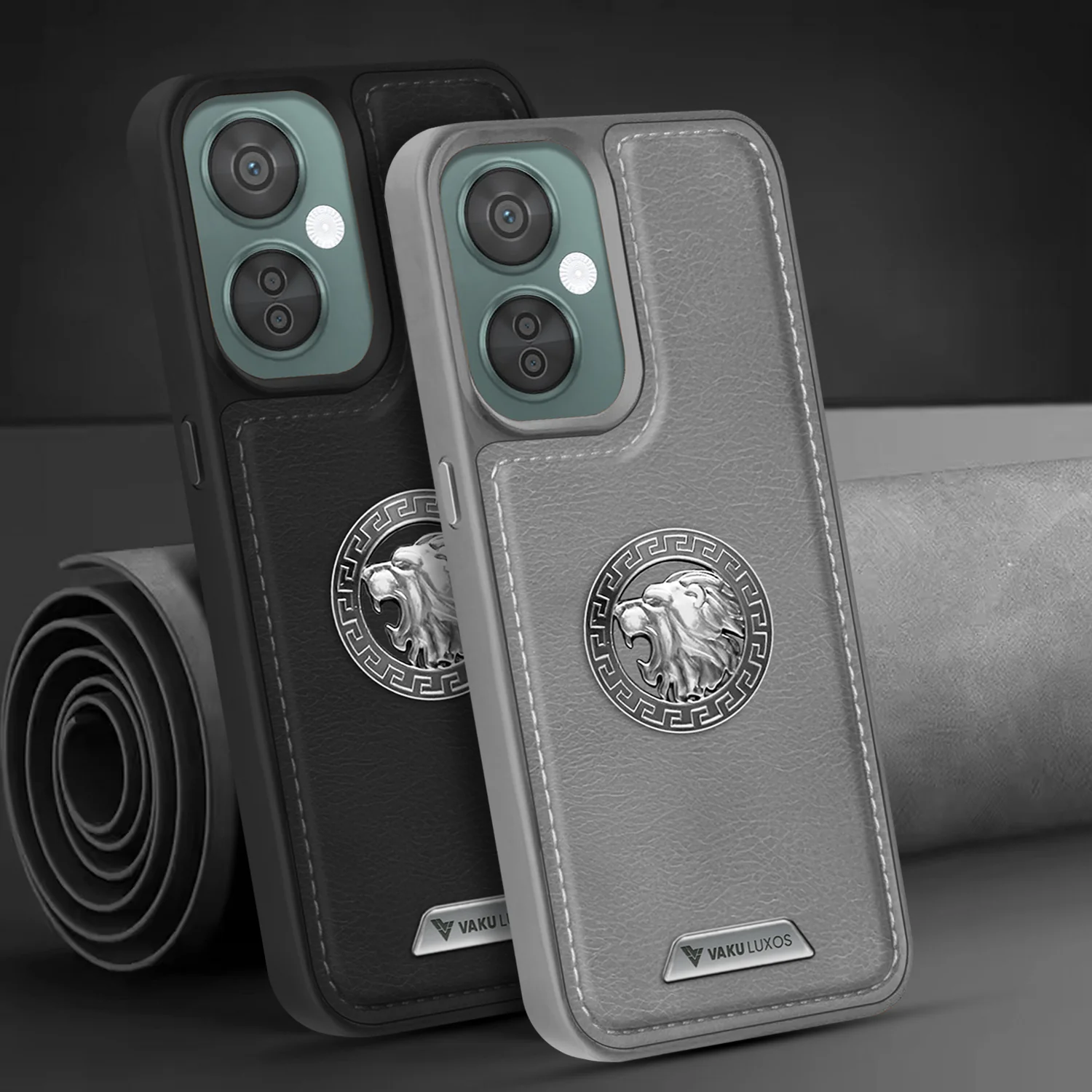 Vaku ® OnePlus Nord CE 3 Lite Regal Shield Metal Lion Engraved Leather Back Cover - Image 15