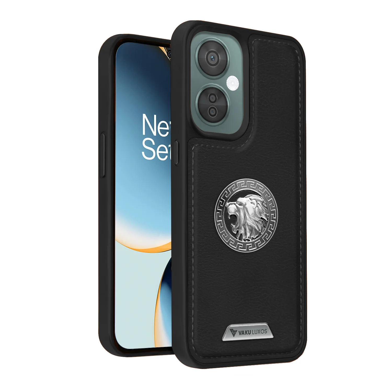 Vaku ® OnePlus Nord CE 3 Lite Regal Shield Metal Lion Engraved Leather Back Cover - Image 2