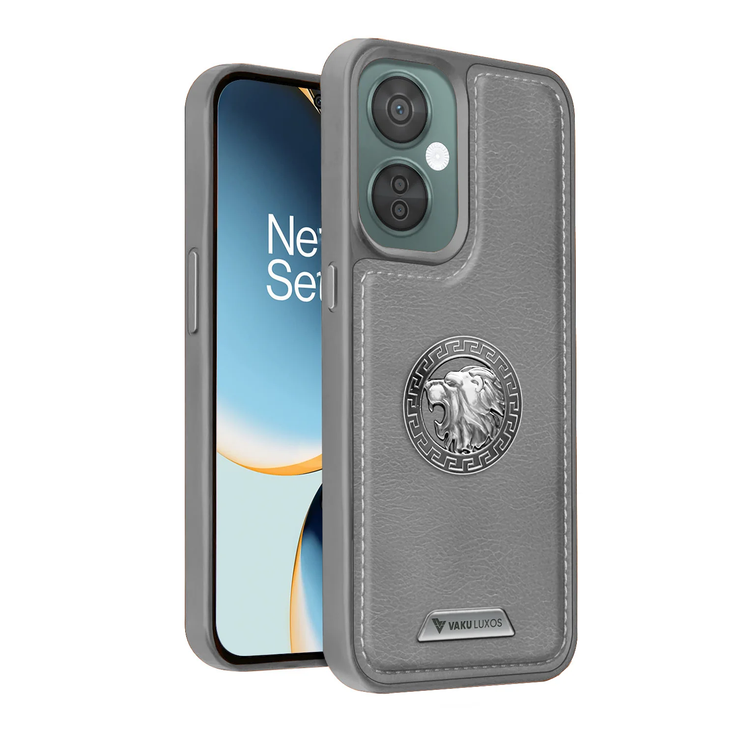 Vaku ® OnePlus Nord CE 3 Lite Regal Shield Metal Lion Engraved Leather Back Cover - Image 3