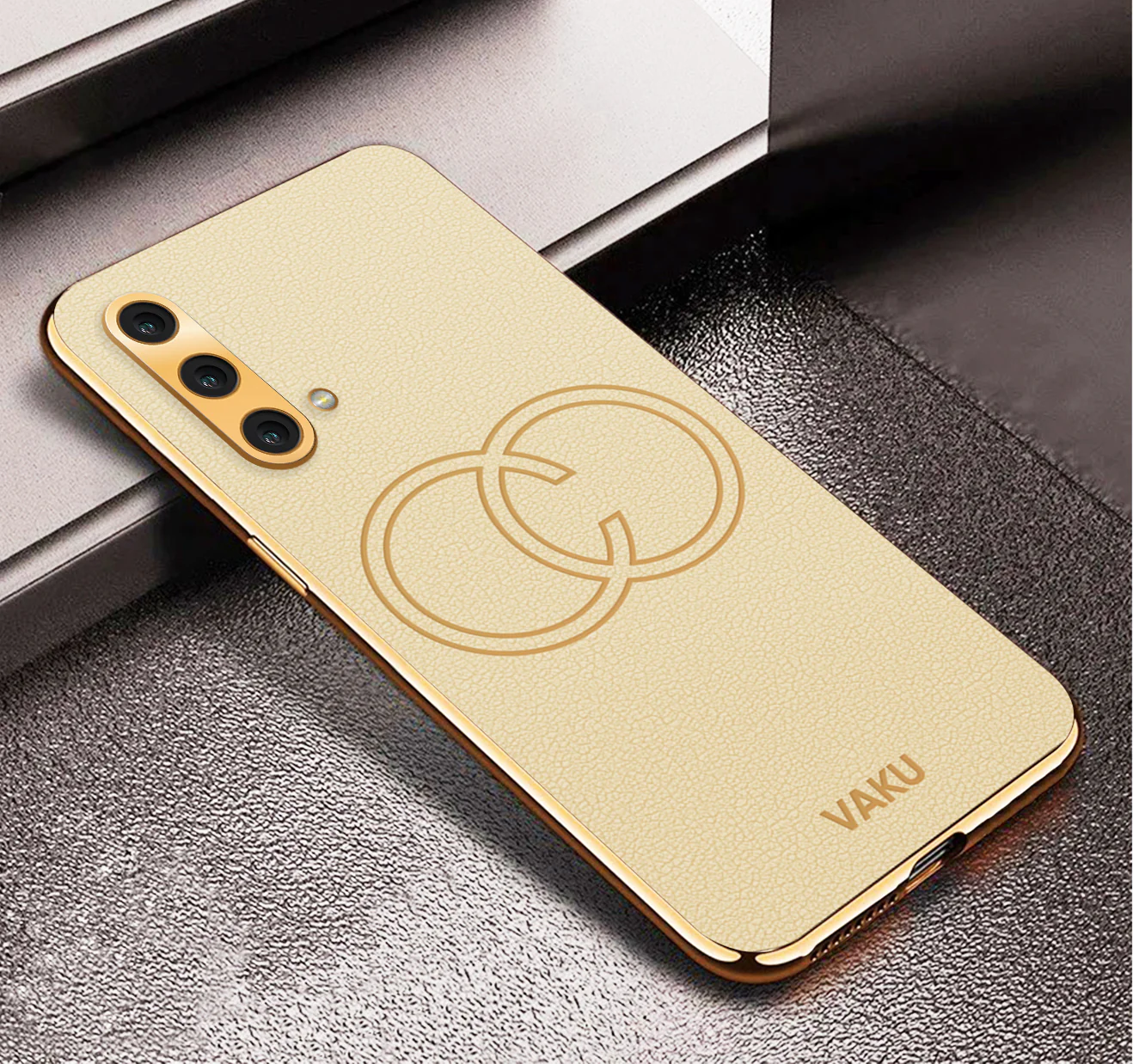 Vaku® OnePlus Nord CE Skylar Leather Pattern Gold Electroplated Soft TPU Back Cover - Image 14