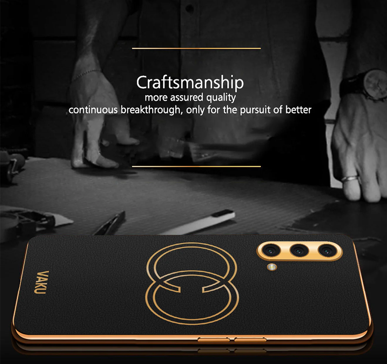 Vaku® OnePlus Nord CE Skylar Leather Pattern Gold Electroplated Soft TPU Back Cover - Image 2