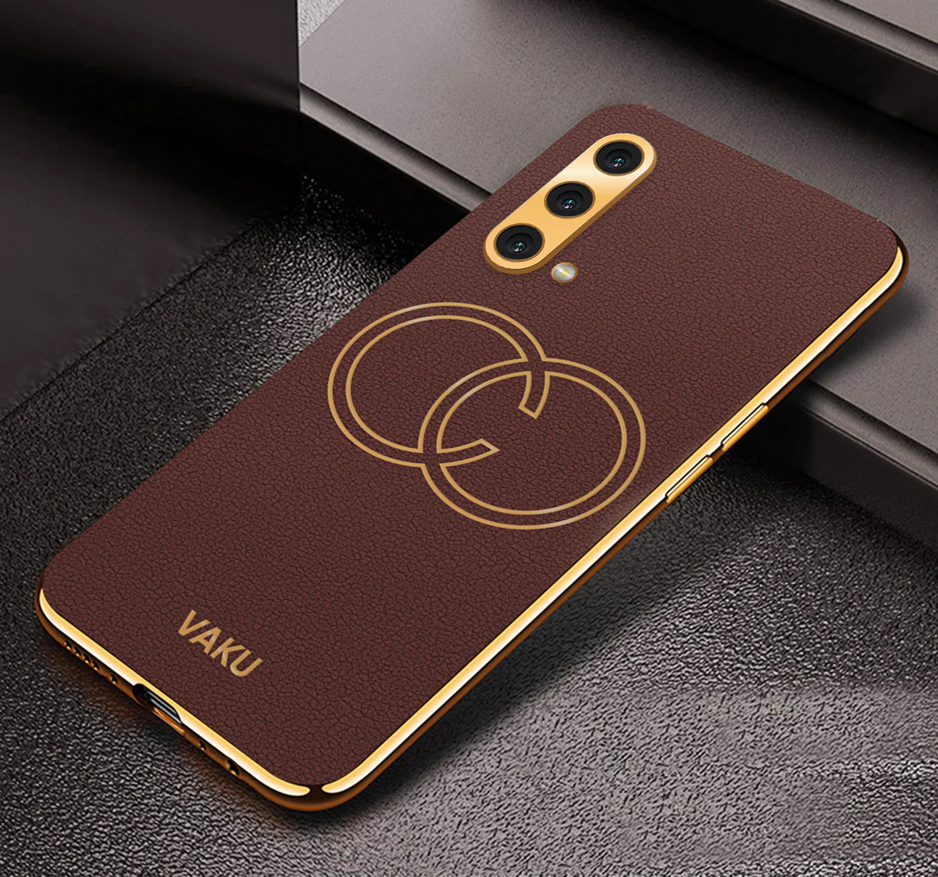 Vaku® OnePlus Nord CE Skylar Leather Pattern Gold Electroplated Soft TPU Back Cover - Image 4