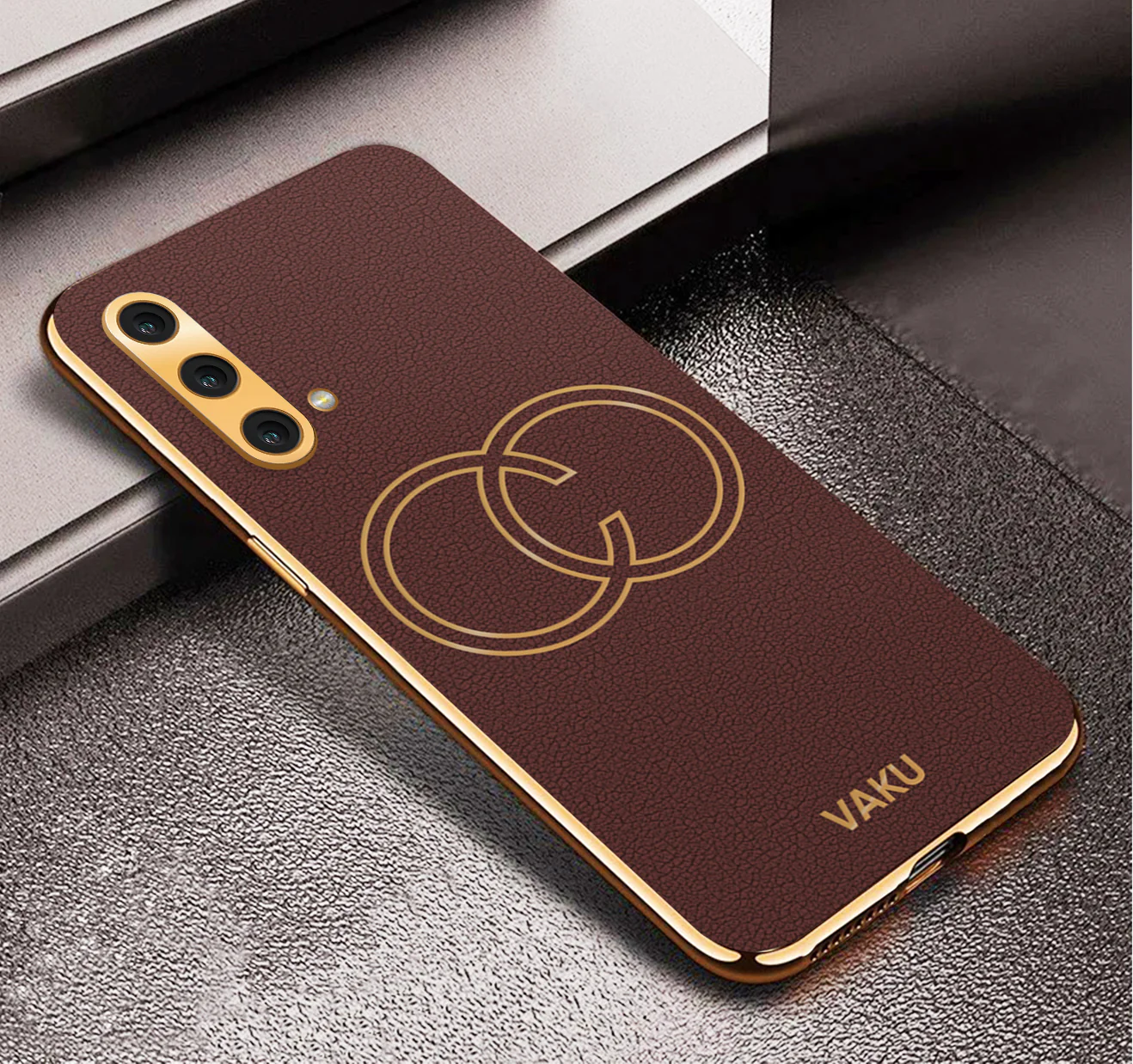 Vaku® OnePlus Nord CE Skylar Leather Pattern Gold Electroplated Soft TPU Back Cover - Image 7