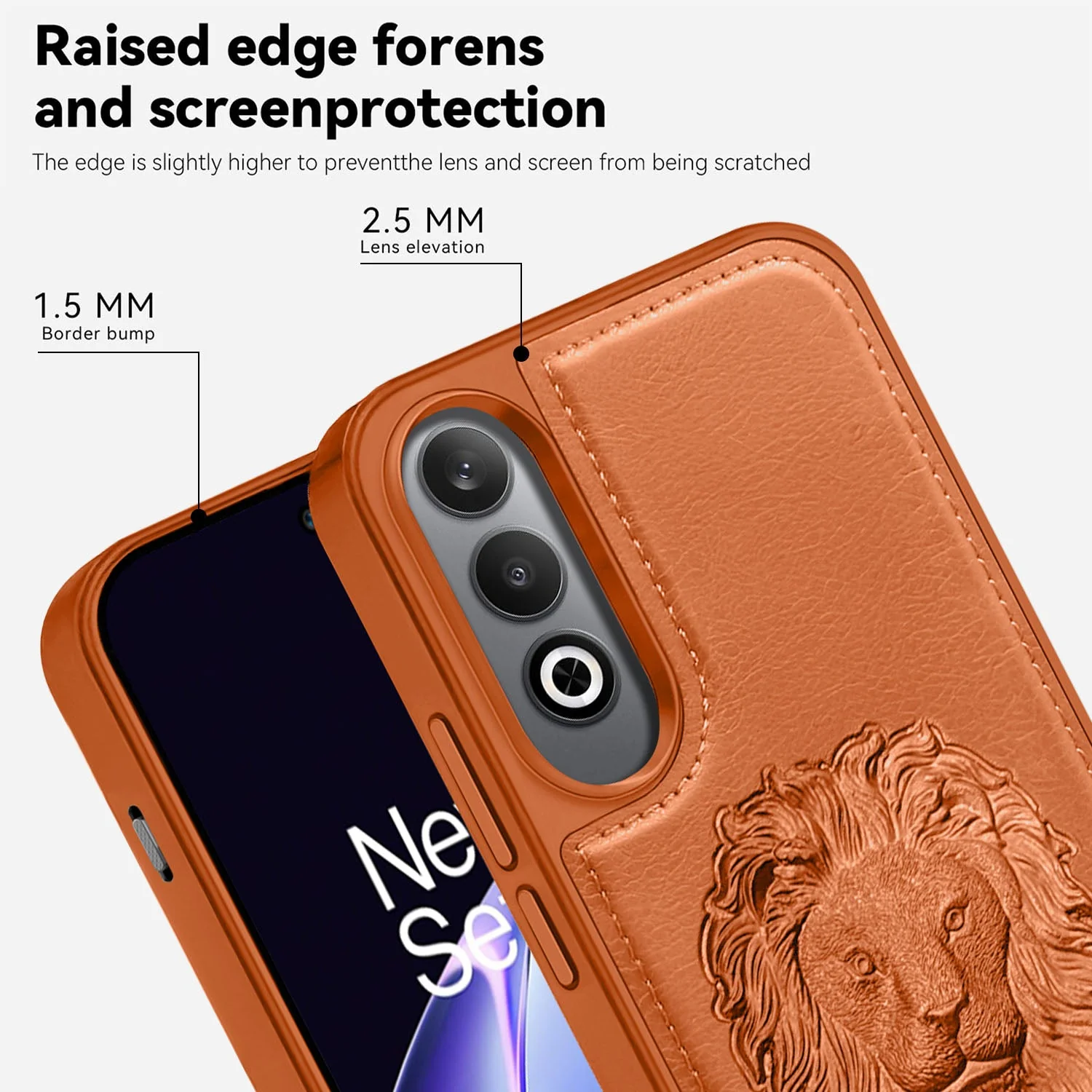 Vaku ® OnePlus Nord CE4 Lion Embossed Luxury Designer Leather Back Cover - Image 6