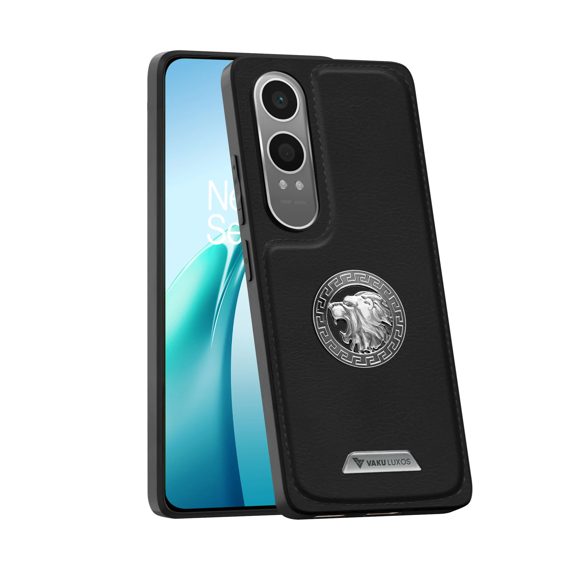 Vaku ® OnePlus Nord CE4 Lite 5G Regal Shield Metal Lion Engraved Leather Back Cover - Image 2