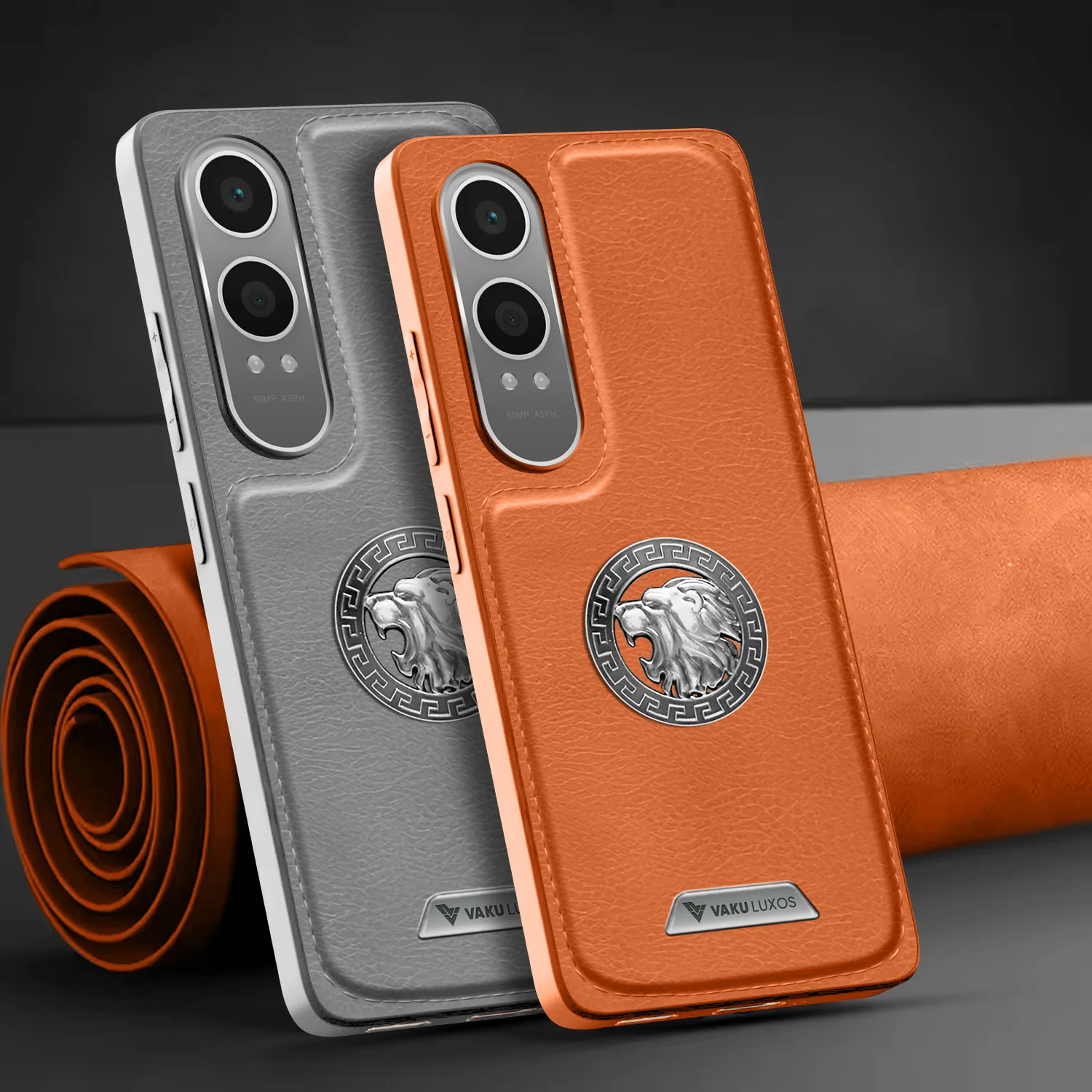 Vaku ® OnePlus Nord CE4 Lite 5G Regal Shield Metal Lion Engraved Leather Back Cover - Image 6