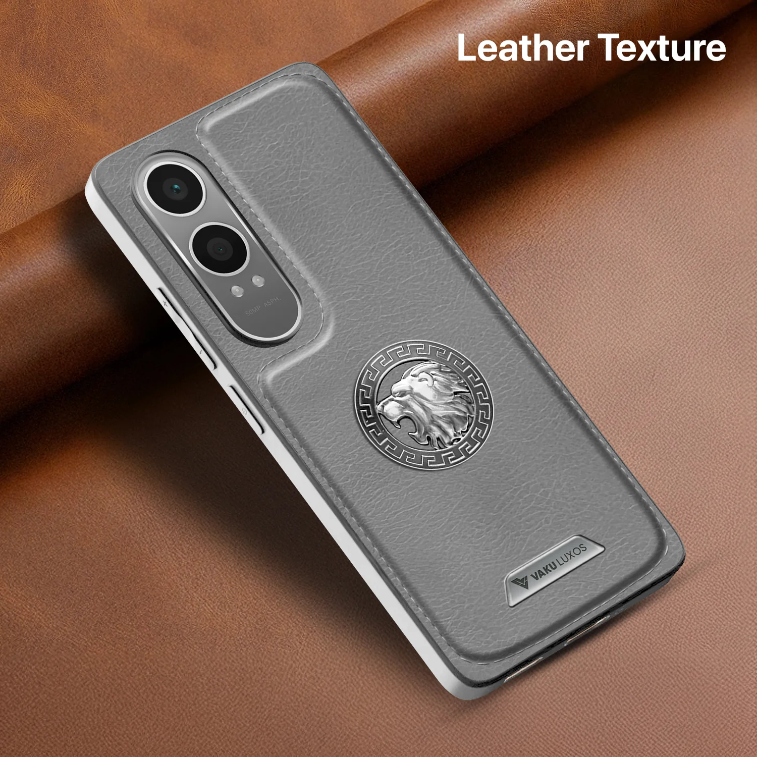 Vaku ® OnePlus Nord CE4 Lite 5G Regal Shield Metal Lion Engraved Leather Back Cover - Image 7