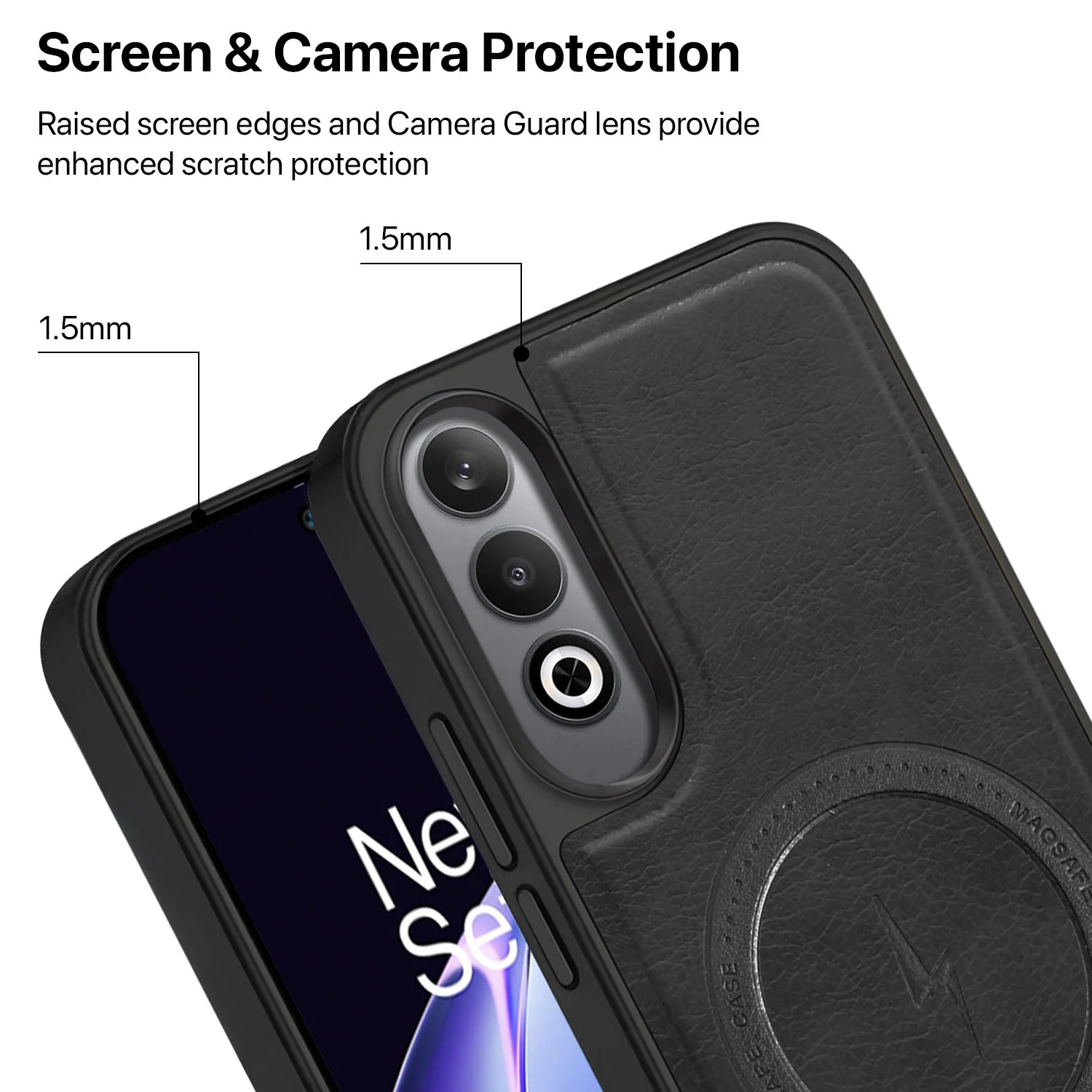 Vaku ® OnePlus Nord CE4 Maxtron Leather Stitched Magnetic Magsafe Back Cover - Image 2
