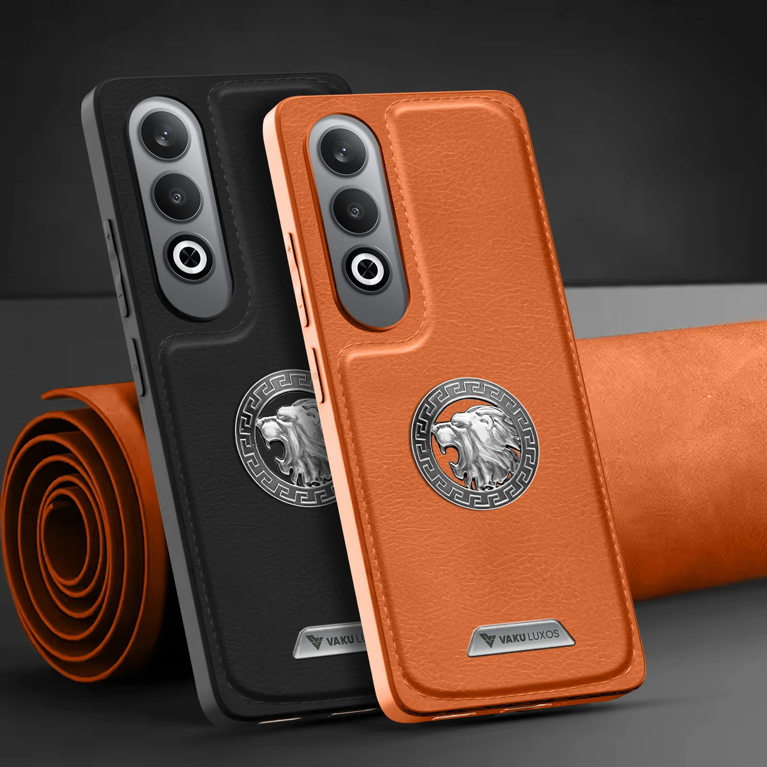 Vaku ® OnePlus Nord CE4 Regal Shield Metal Lion Engraved Leather Back Cover - Image 10