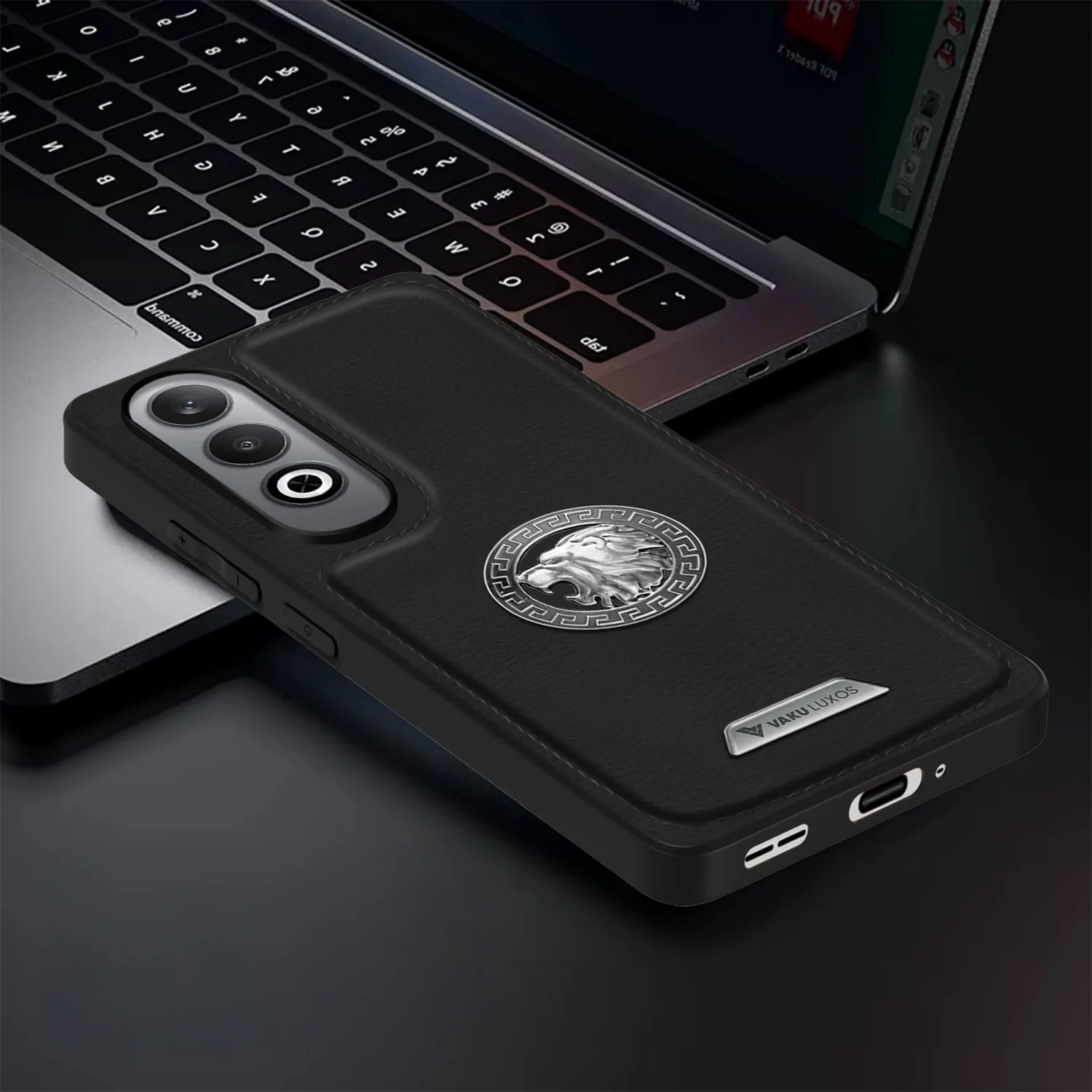 Vaku ® OnePlus Nord CE4 Regal Shield Metal Lion Engraved Leather Back Cover - Image 12