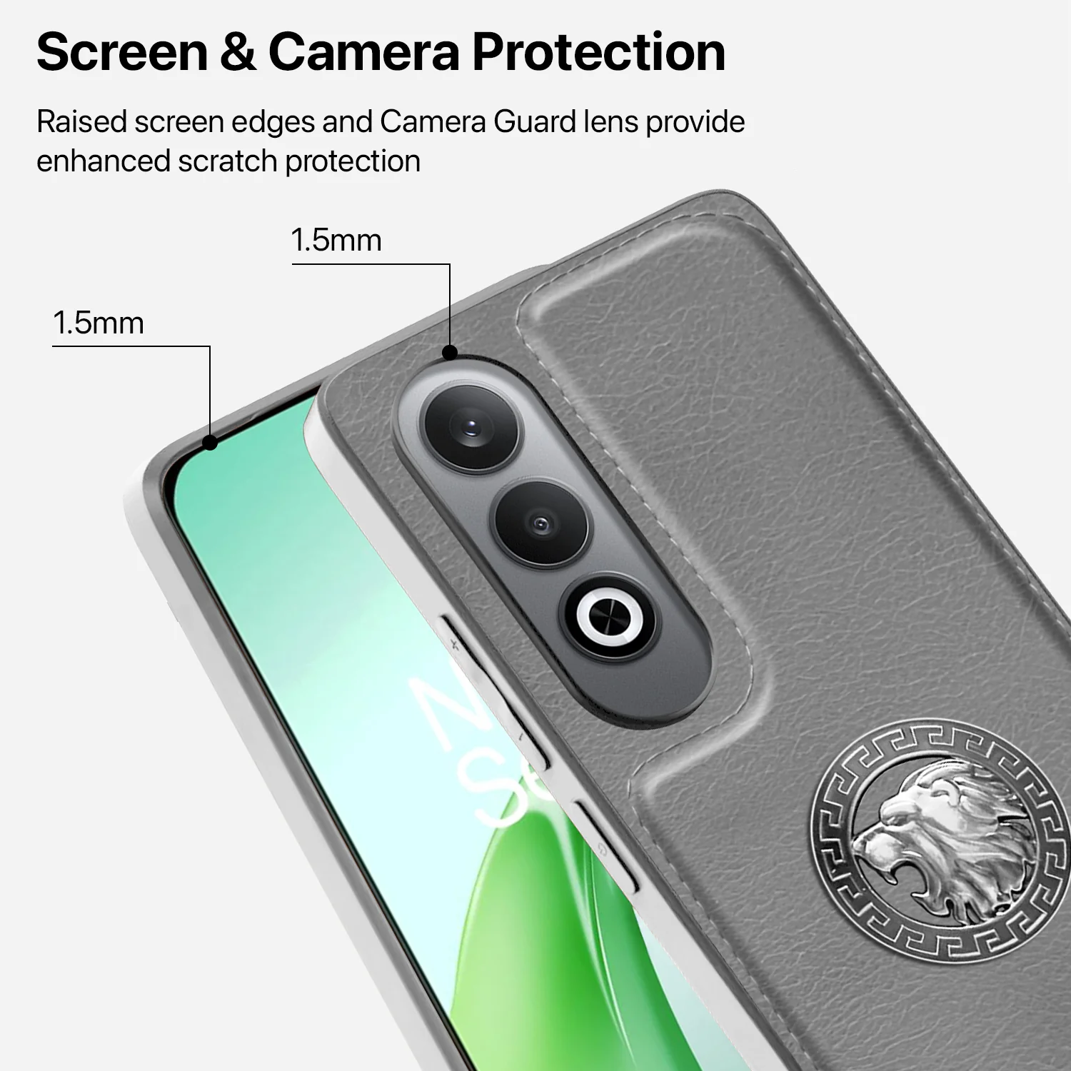 Vaku ® OnePlus Nord CE4 Regal Shield Metal Lion Engraved Leather Back Cover - Image 5